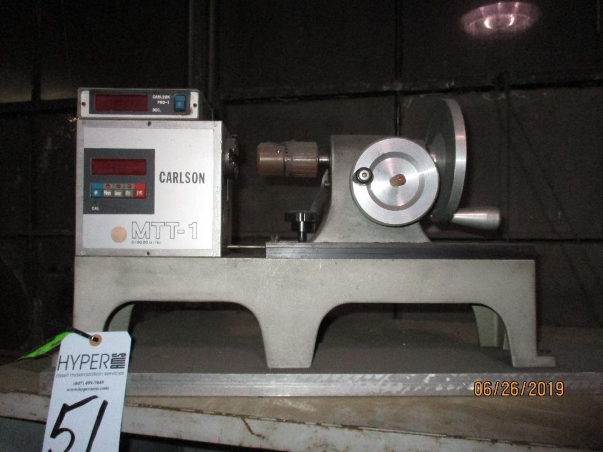 Carlson MTT-1 Electronic Spring Tester, S/N 1-344, 80lb Per Sq. In. Capacity, Located at 800 West Br