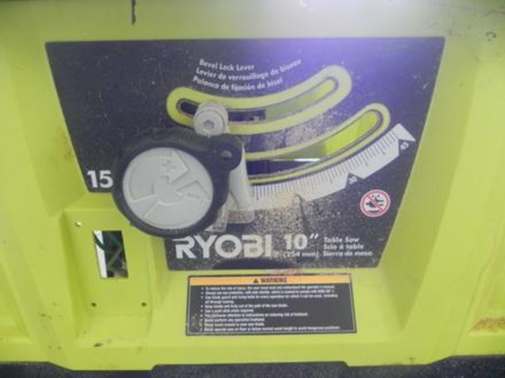 Ryobi 10in Model RTS10G Table Saw S/N: GW17126D1A87523, Adjustable Miter Gauge, Power 120v ~ 60hz 15 - Image 4 of 5