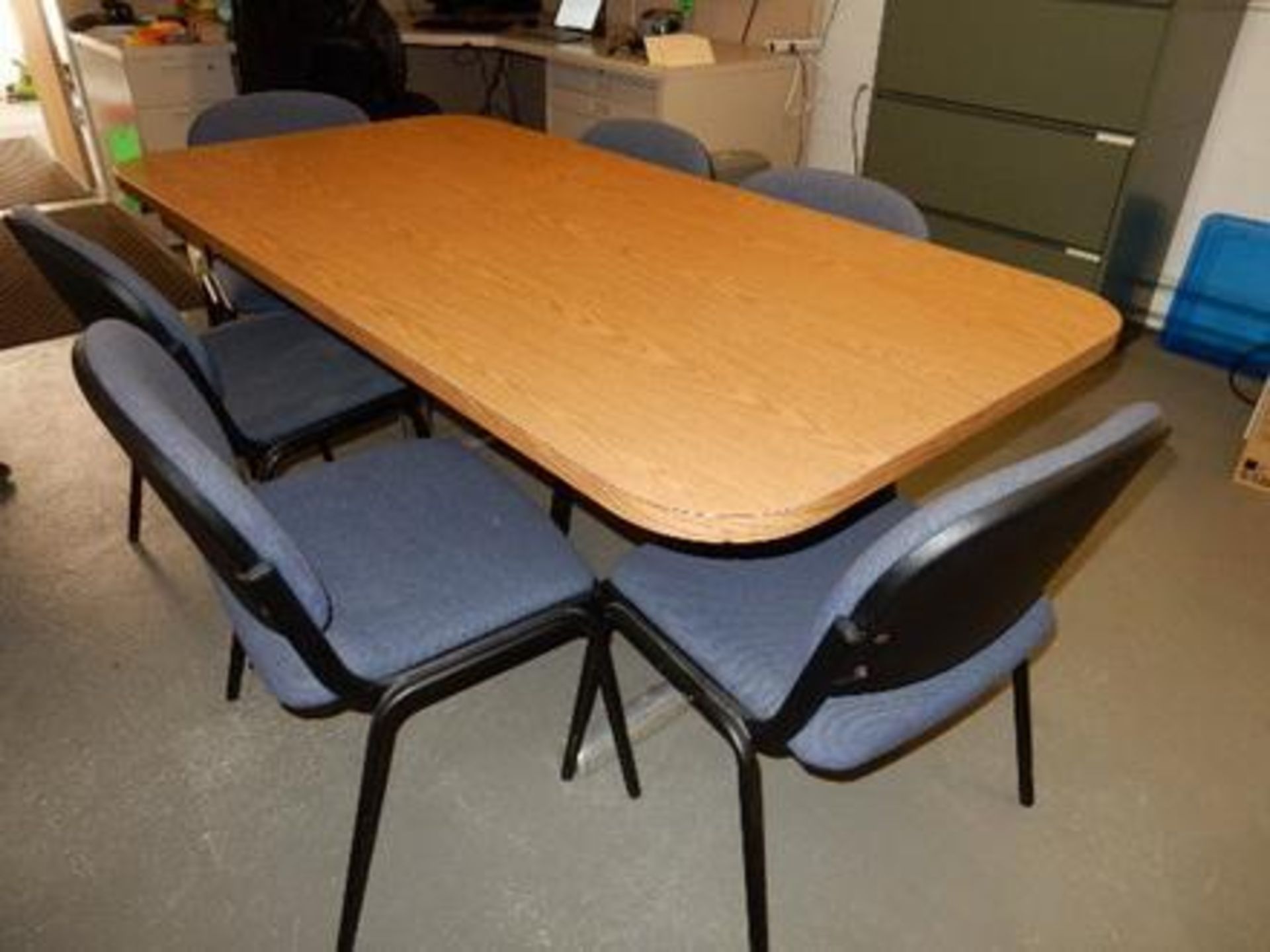 Wood Office Table with 6 Chairs, Dimension: 36: x 72"x 29" . - Image 4 of 4