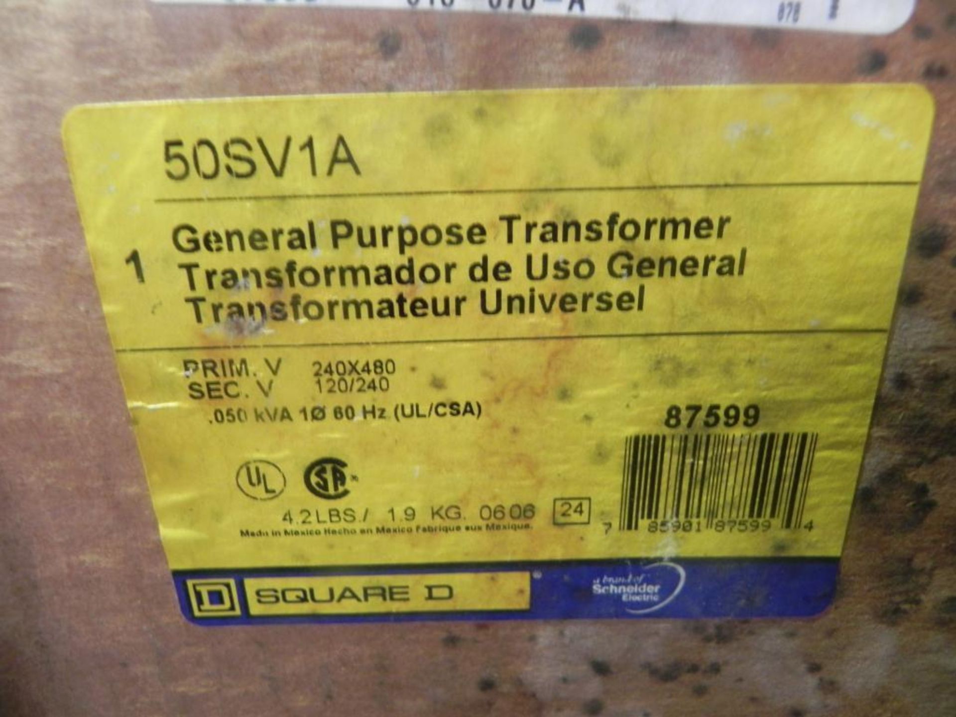 Square D General Purpose Transformer mdl 50 5V1A 0.50 KVA Phase 1 Frequency: 60HZ Ins Class 105 Deg - Bild 3 aus 6