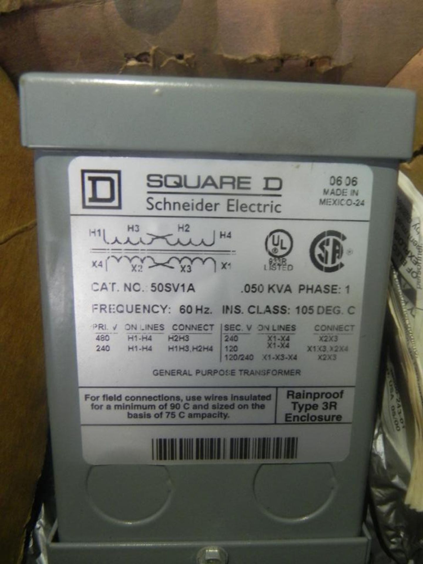 Square D General Purpose Transformer mdl 50 5V1A 0.50 KVA Phase 1 Frequency: 60HZ Ins Class 105 Deg - Bild 2 aus 6
