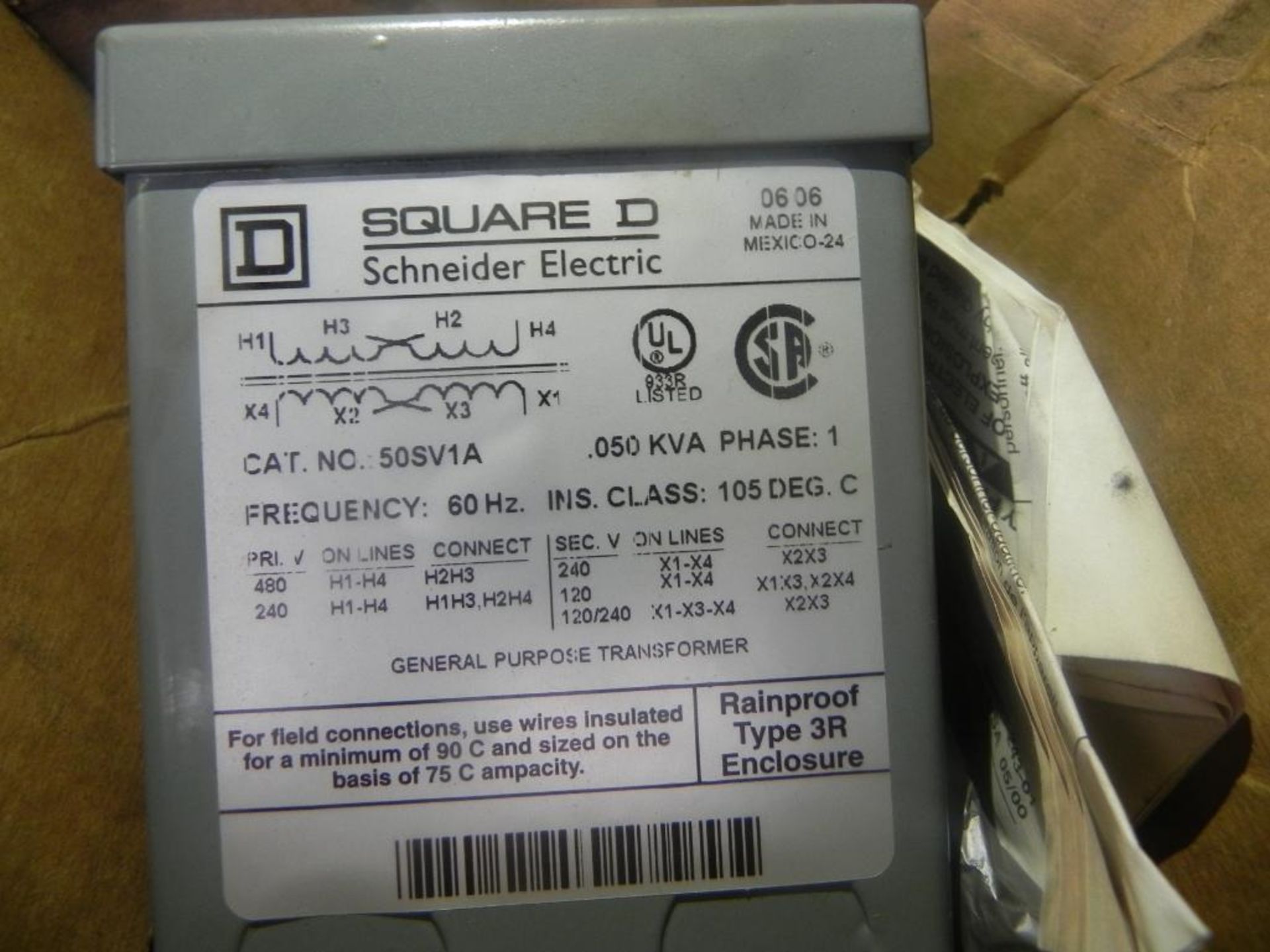 Square D General Purpose Transformer mdl 50 5V1A 0.50 KVA Phase 1 Frequency: 60HZ Ins Class 105 Deg - Bild 6 aus 6