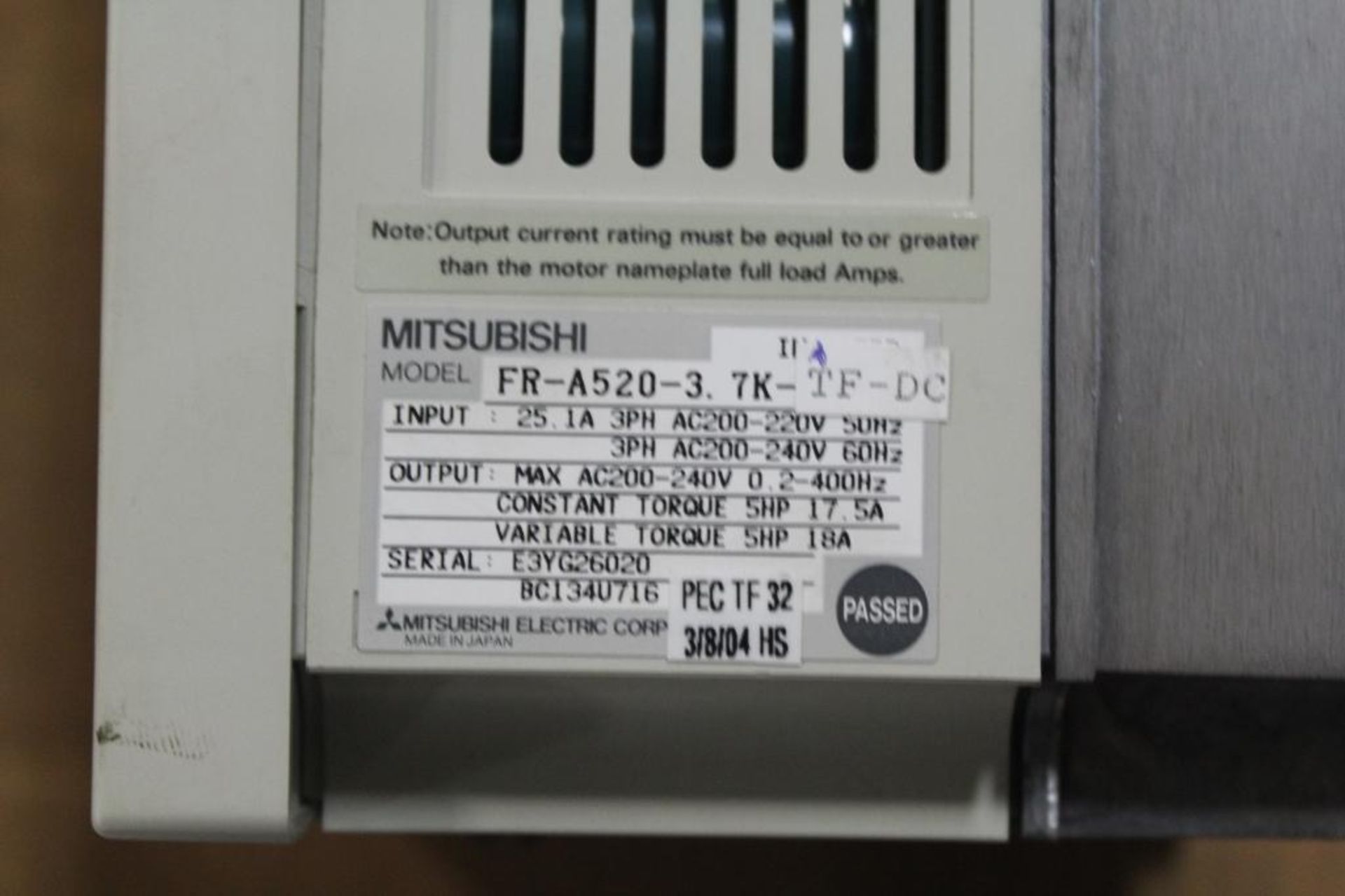 Mitsubishi FR-A520-3.7K-TF Inverter - Image 2 of 2