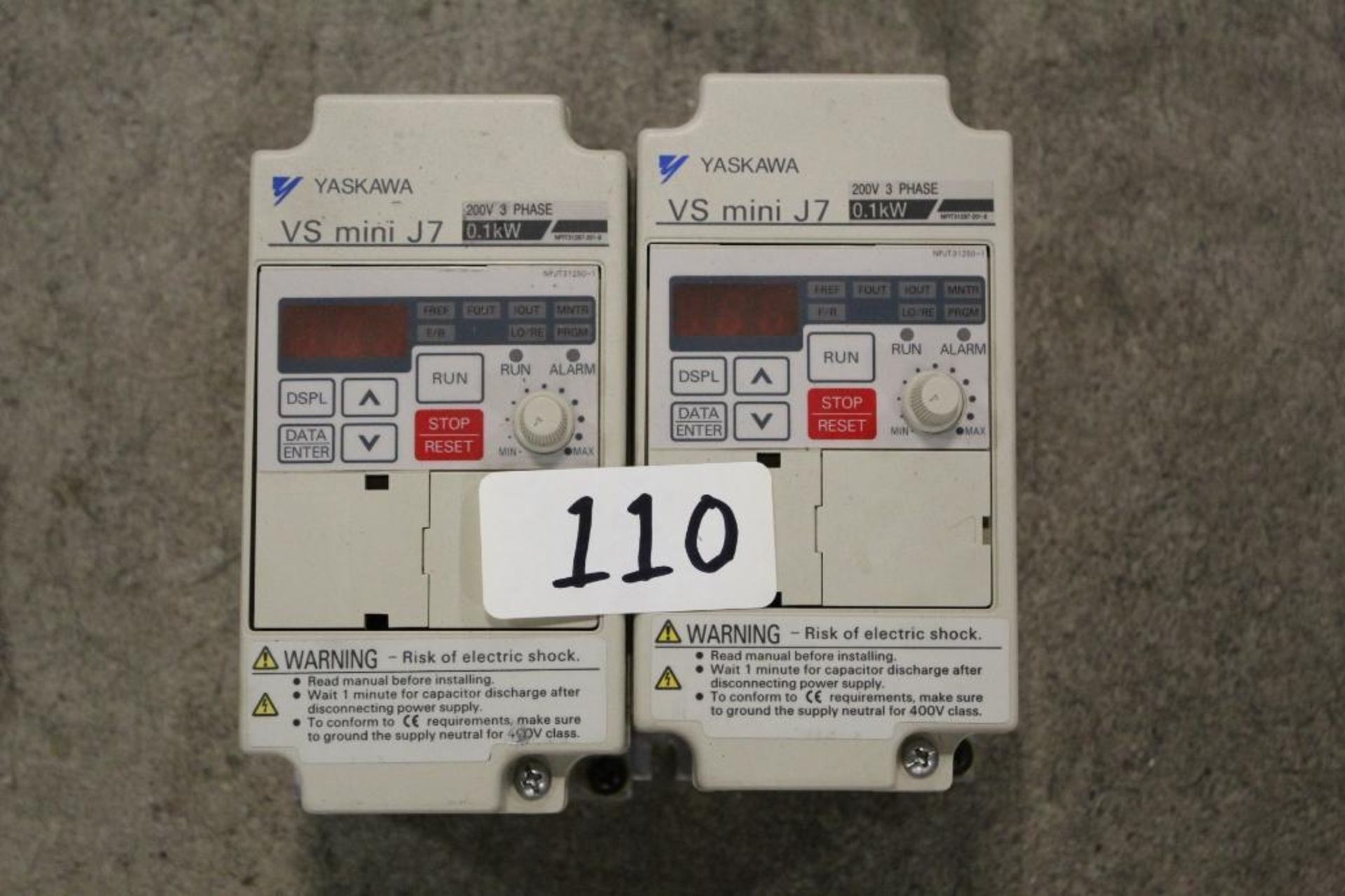 (Lot of 2) Yaskawa CIMR-J7AA20P2 VS Mini J7 Drive