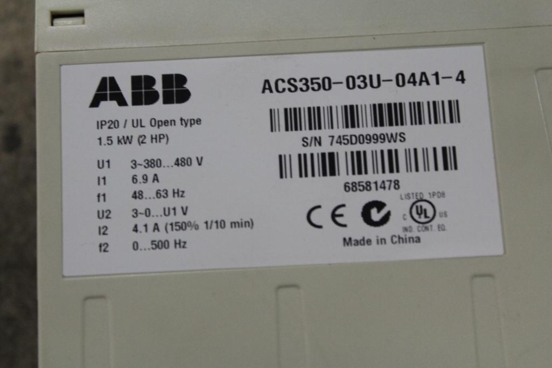 ABB ACS350-03U-04A1-4 Drive - Image 2 of 2