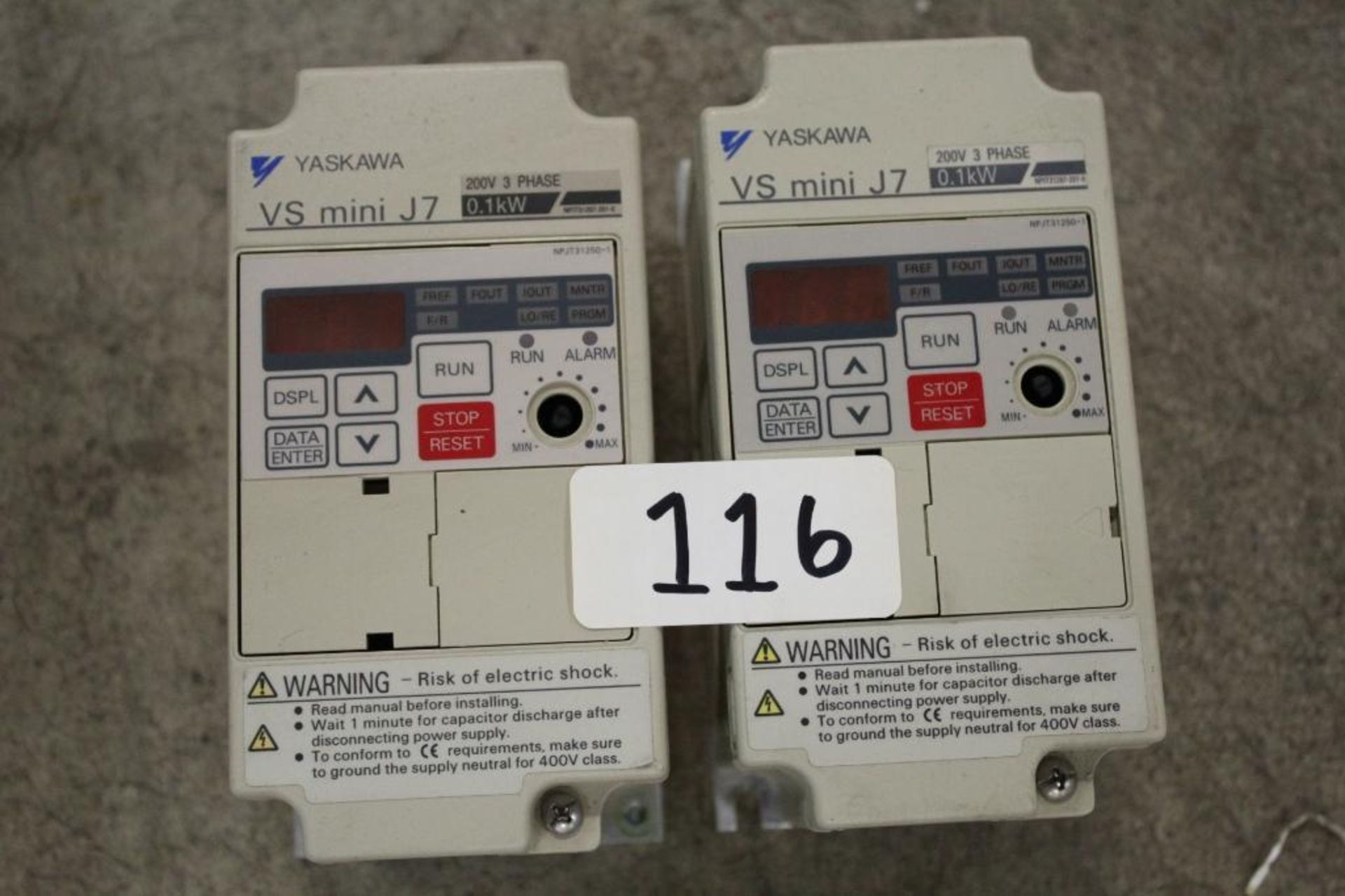 (Lot of 2) Yaskawa CIMR-J7AA20P2 VS Mini J7 Drive