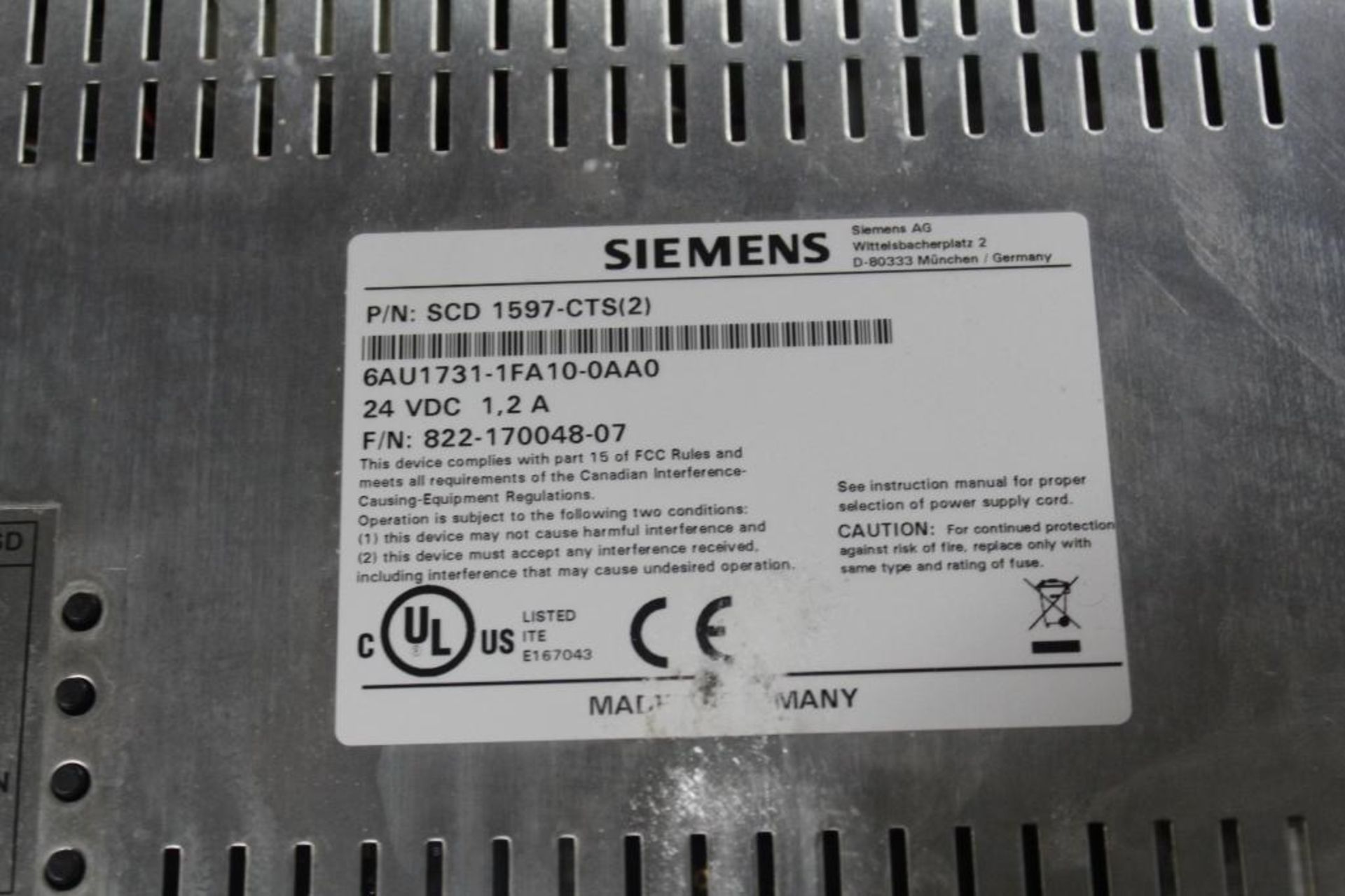 Siemens SCD 1597-CTS Panel 6GF6232-3MB - Image 2 of 2