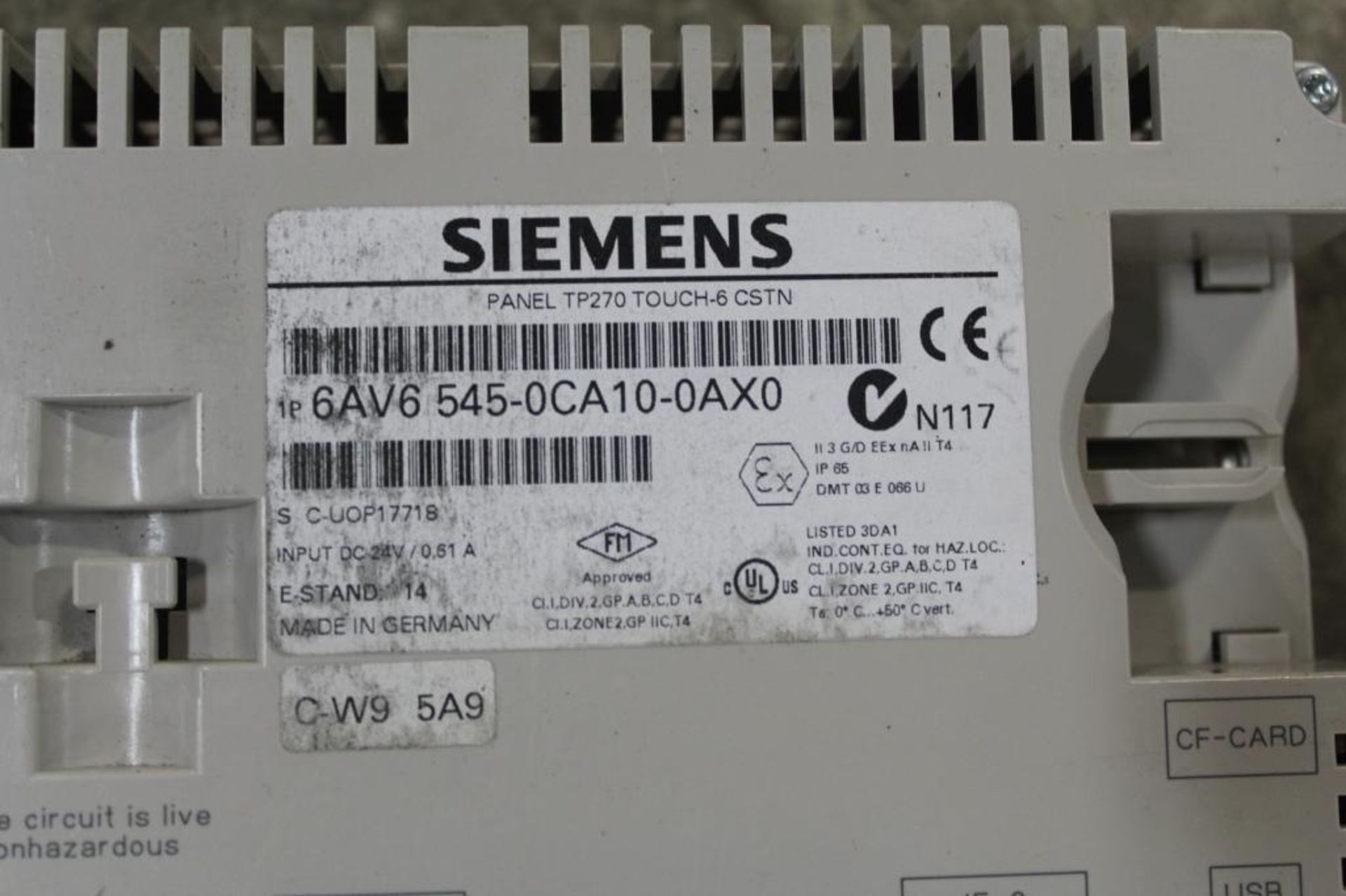 Siemens 6AV6 545-0CA10-0AX0 Simatic Panel Touch - Image 2 of 2