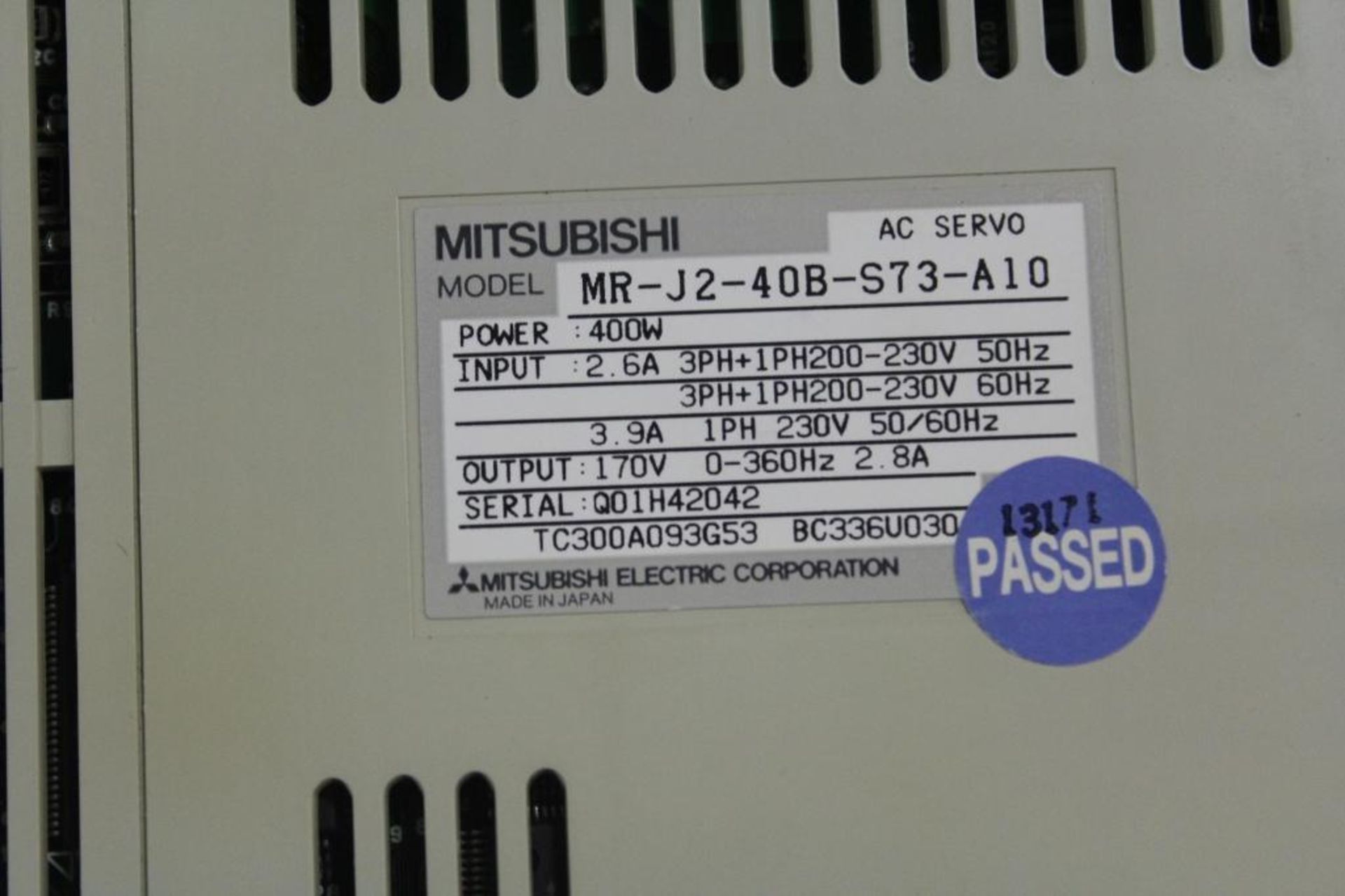 Mitsubishi MR-J2-40B-S73-A10 AC Servo Drive - Image 2 of 2