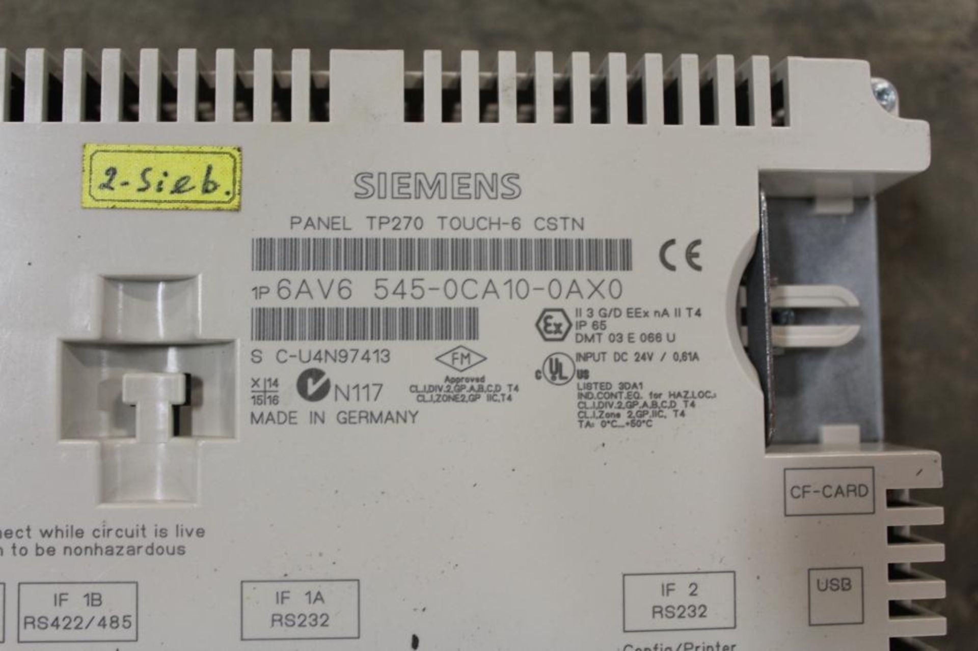 Siemens 6AV6 545-0CA10-0AX0 Simatic Panel Touch - Image 2 of 2