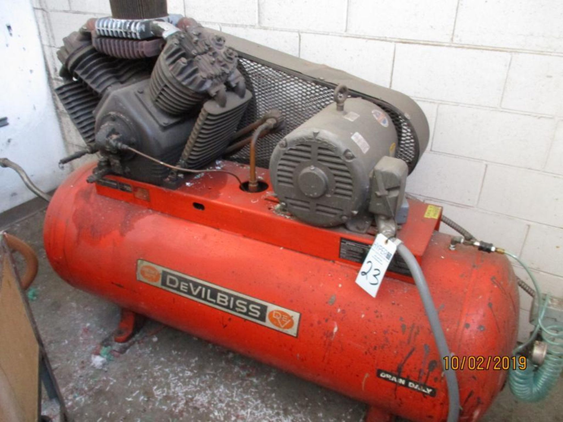 Devilbiss 15HP AV-5061 Two Stage Air Compressor S/N 13209DG, 175psi Max Pressure, Mounted on Horizon