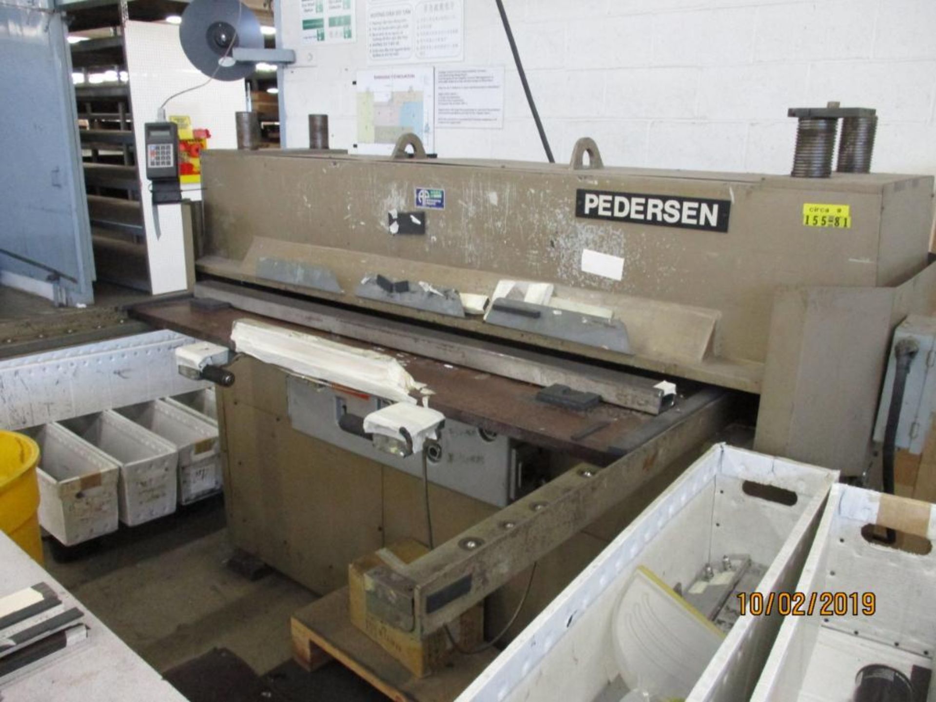 Pedersen 5' 285M-16 Hydraulic Die Cutting Press S/N 173760, 64" X 5' Slide Bed