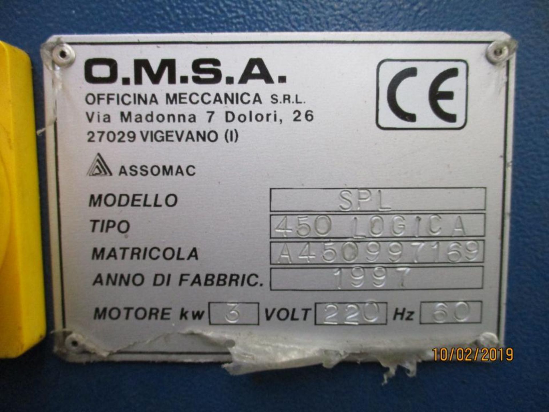 O.M.S.A. SPL 450 Logica Programmable Leather Splitting Machine S/N: A450997169 (1997) - Image 4 of 4