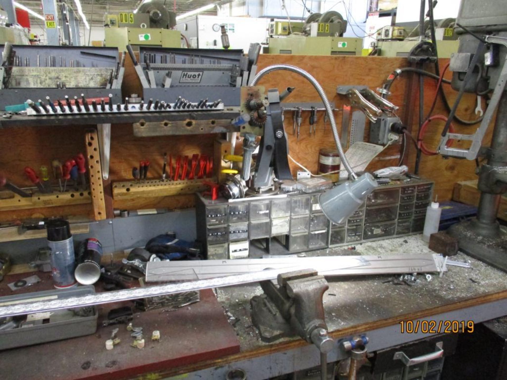 Work Bench Plus Contents Of Parts, Two Drawer File Cabinet, Three Drawer Cabinet, Parts Bins, Slide - Image 3 of 5