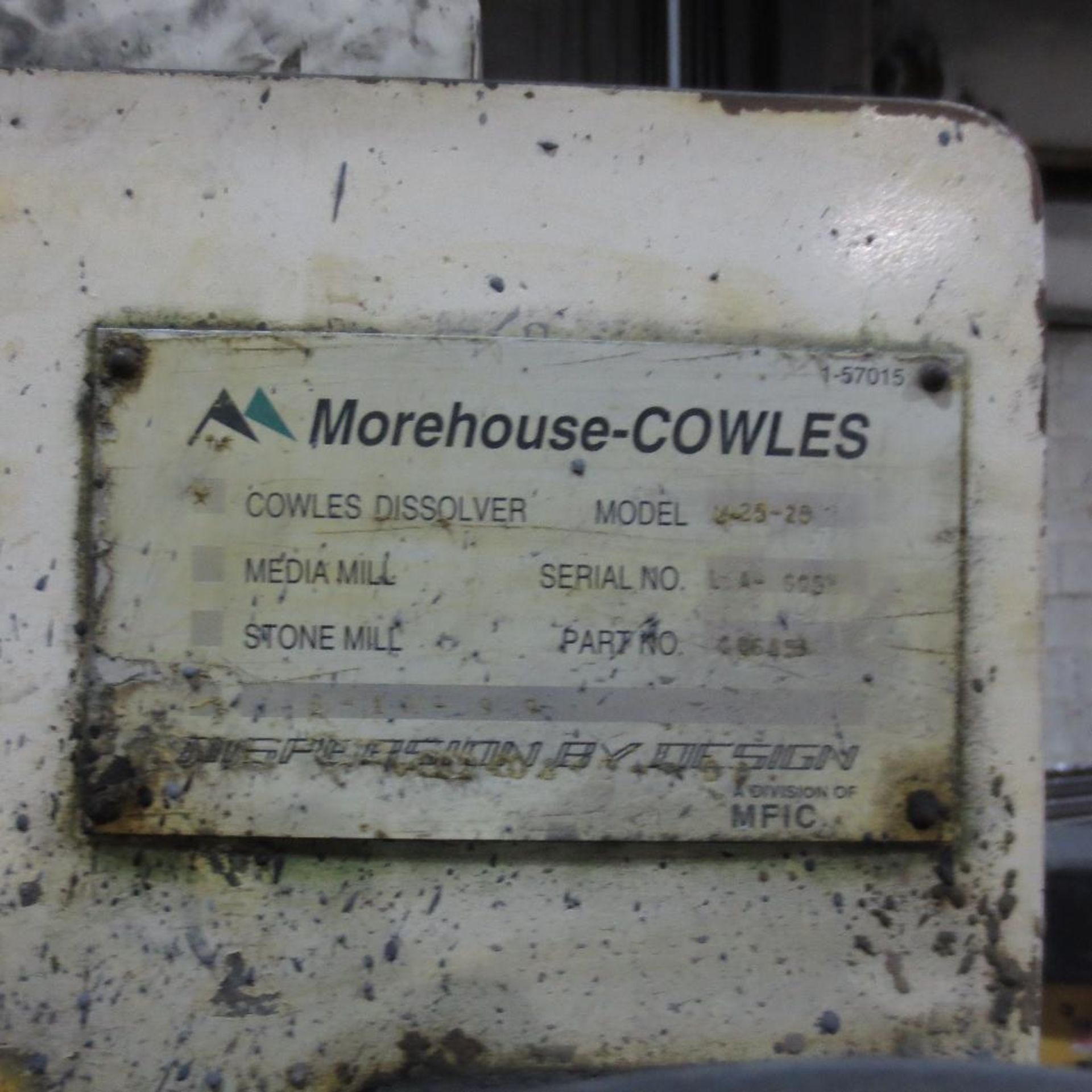 Morehouse Cowles Mixer Model W-25-25 25 HP Disperser, S/N LA-605, Pneumatic Lift - Image 2 of 5