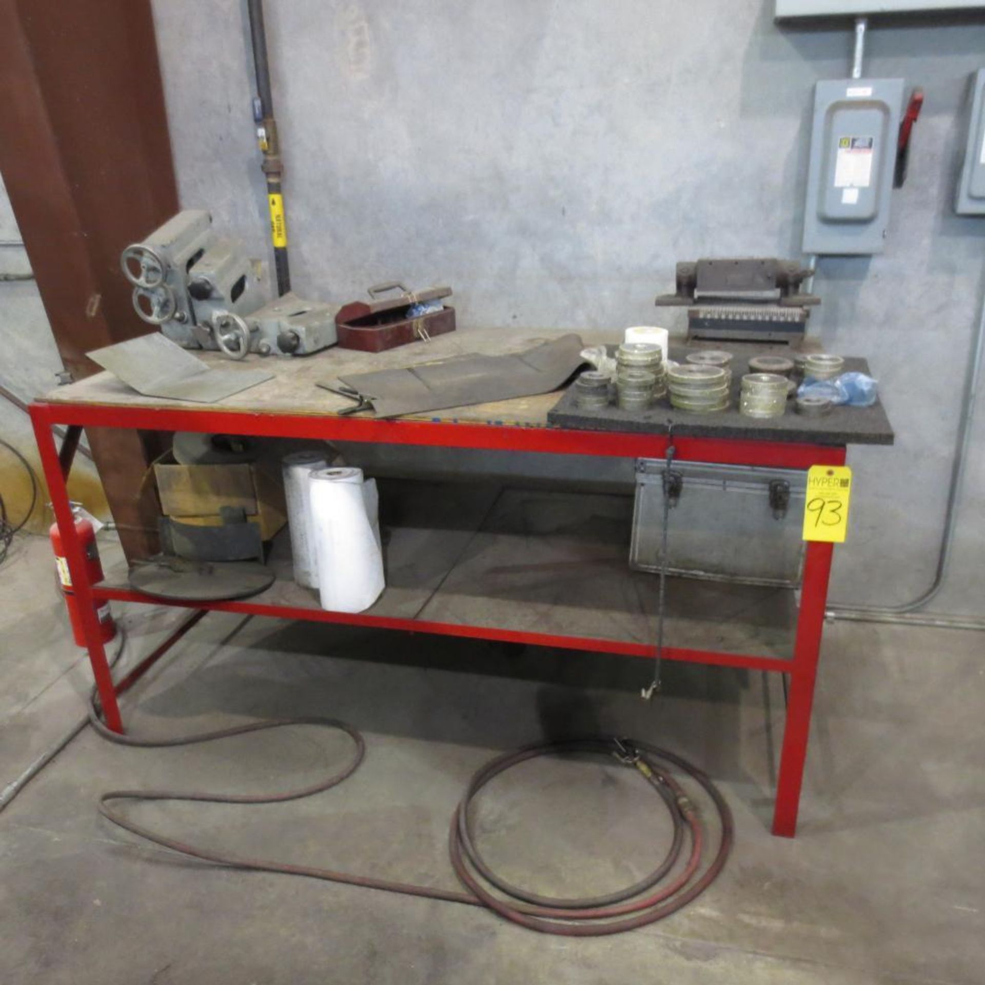 73" X 37" Steel Table with Mag Chuck and Assorted Cutting Wheels