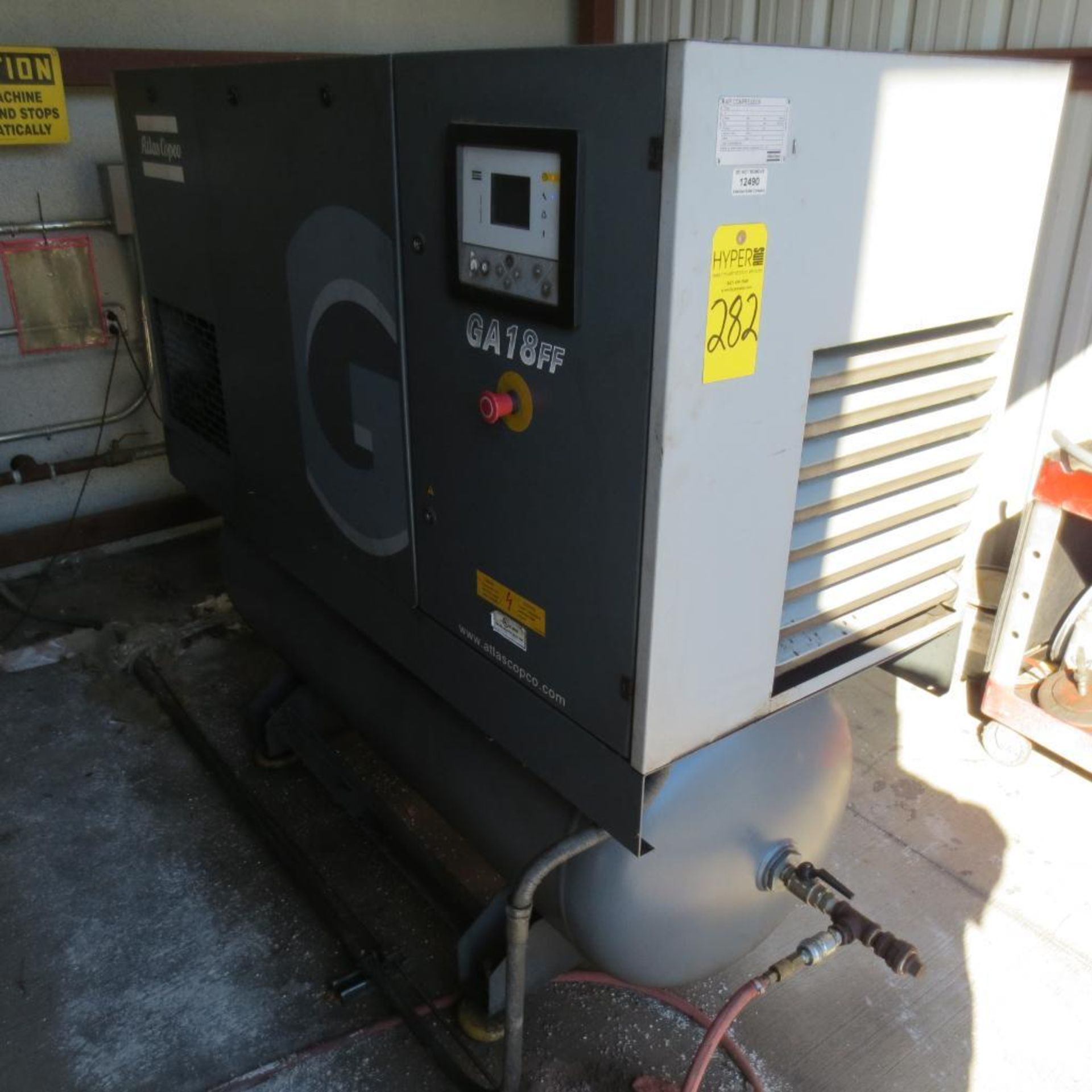 ATLAS COPCO MODEL GA18FF-A-125FM AIR COMPRESSOR S/N: WUX585646 (2014) 25HP, 101.1 CFM, 125 PSI, SOUN - Image 2 of 4