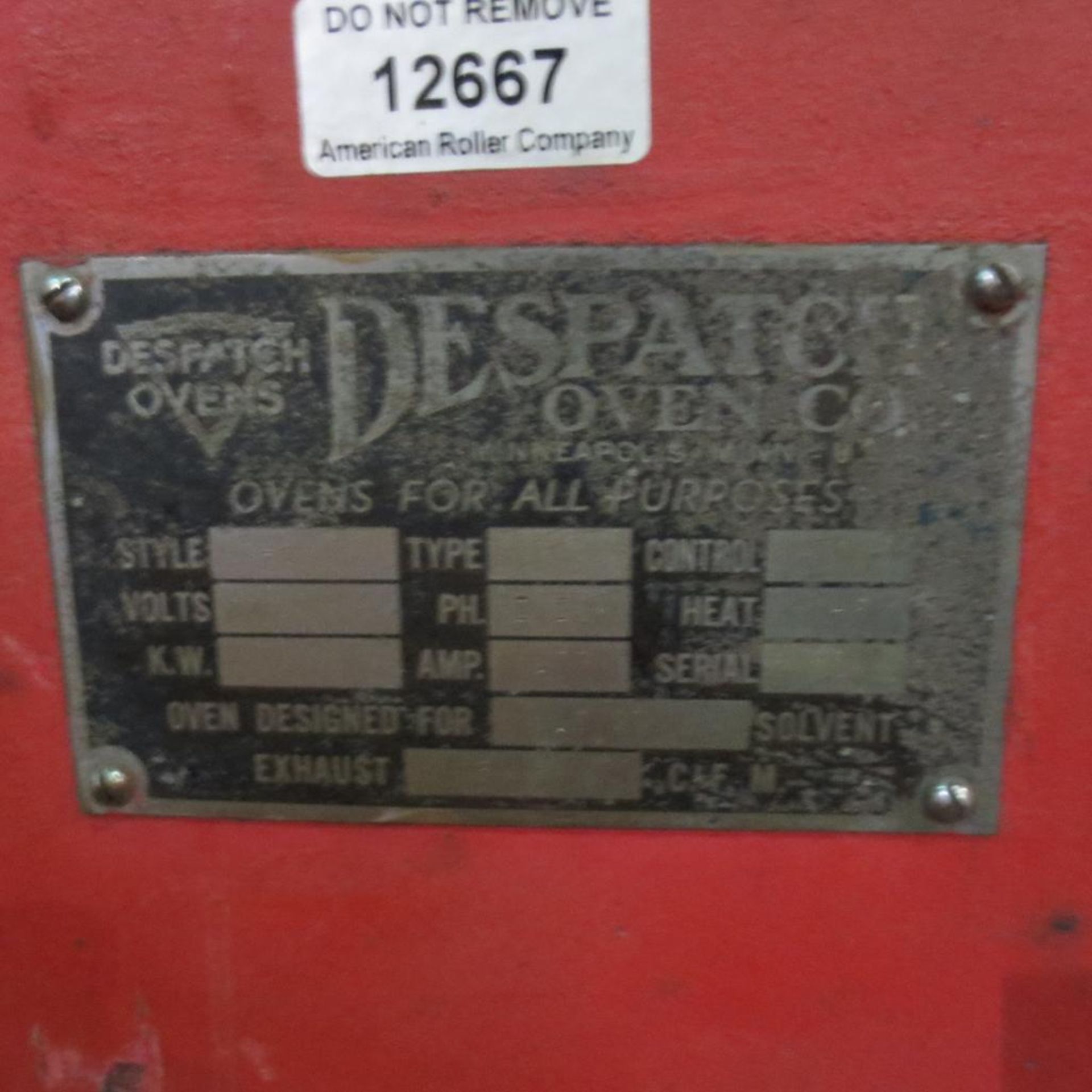 Despatch RS-0 Oven, 6 KW, 220V, 3P, 450 deg F - Image 2 of 2