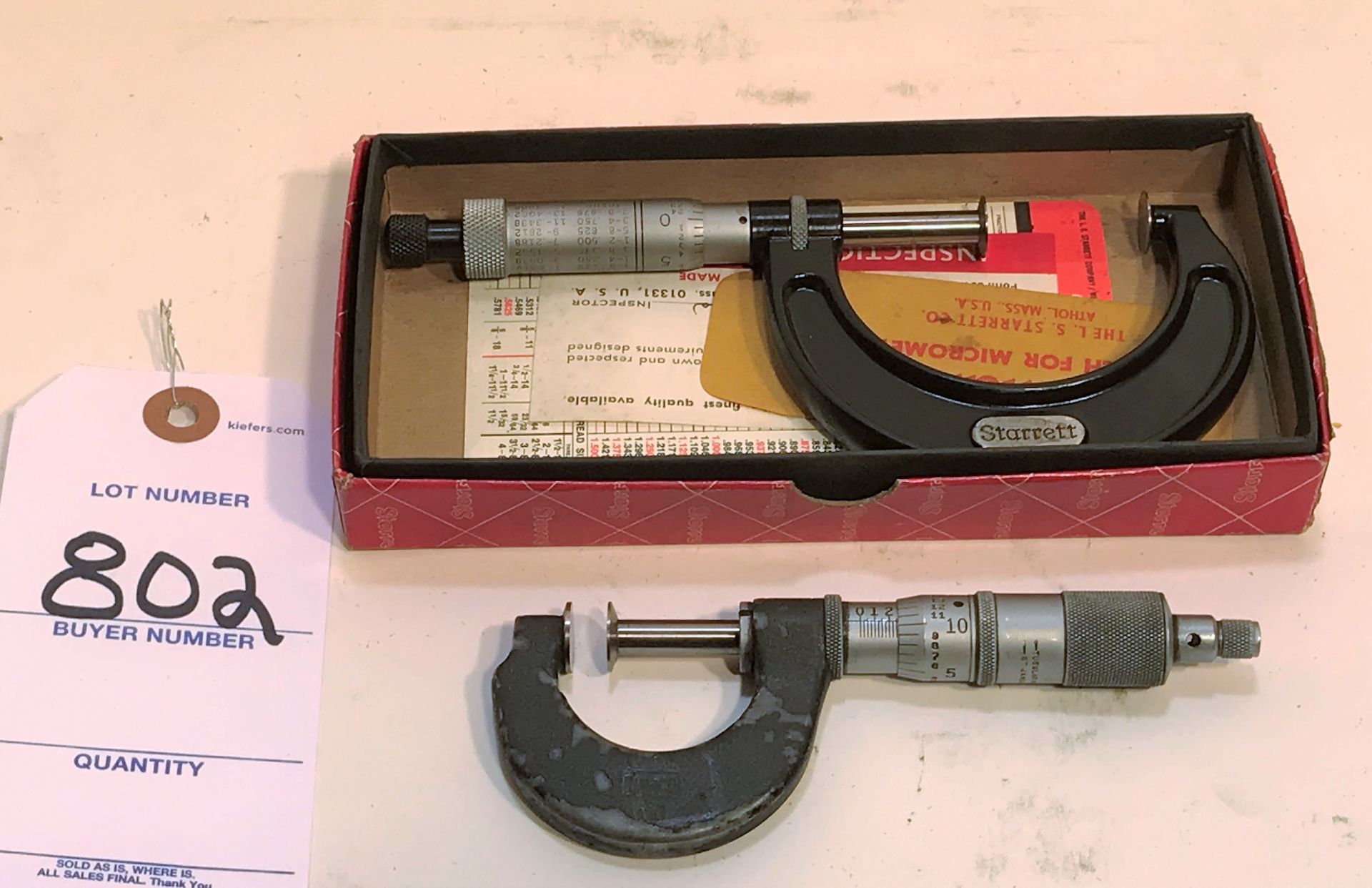 Starrett 1"-2" Disc Micrometer & 0-1" Tubular Micrometer