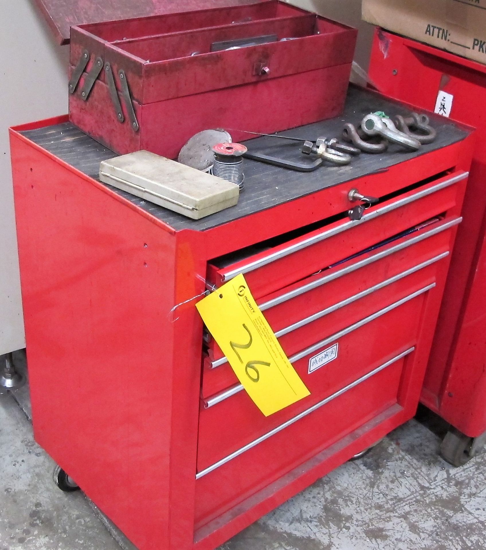 5 DRAWER TOOL BOX W/UPPER TOOL BOX W/TOOLS