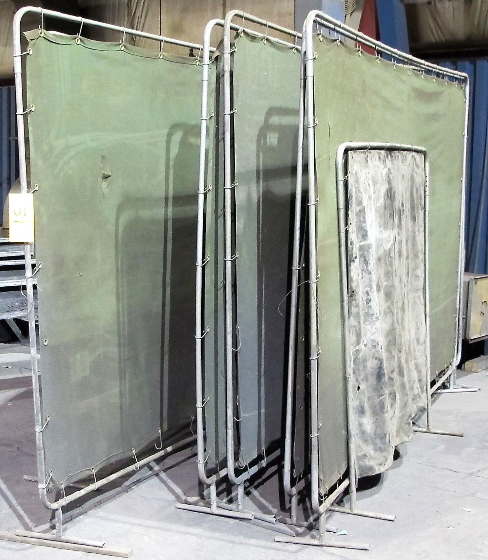 LOT OF (7) WELDING SCREENS AND (5) WELDING CURTAINS