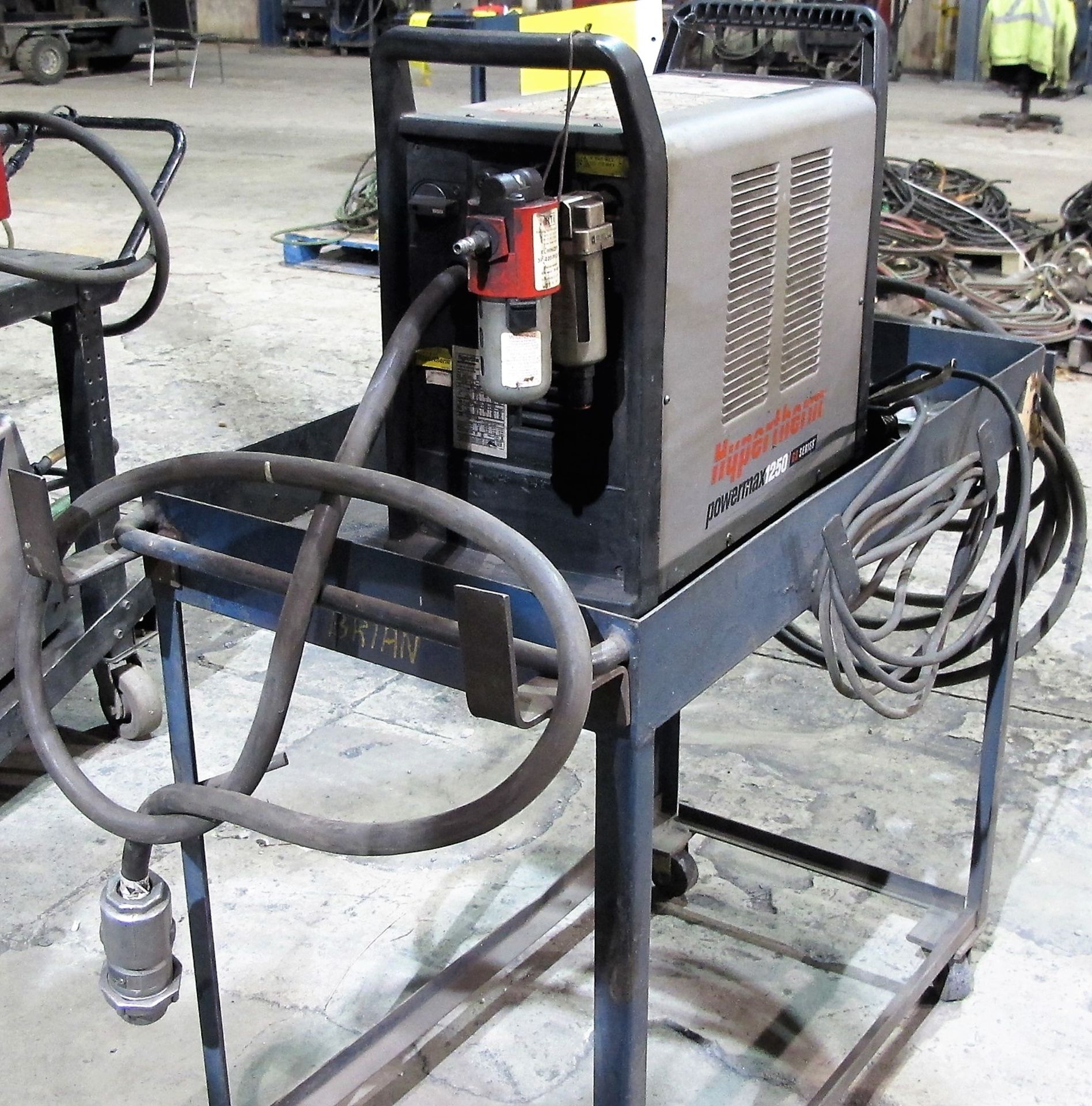 HYPERTHERM POWERMAX 1250 G3 SERIES PLASMA CUTTER, S/N 1250-021380 W/ CABLES & CART - Image 4 of 4