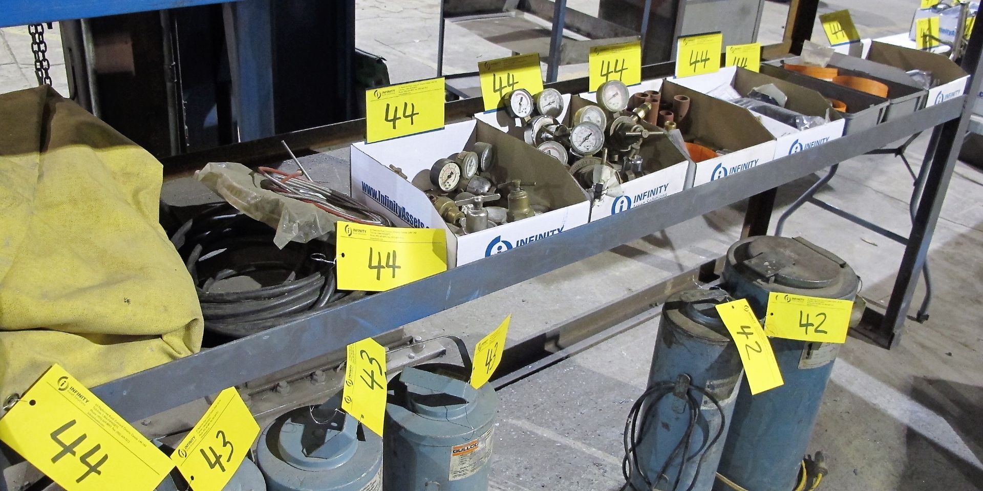 LOT OF WELDING SUPPLIES, REGULATORS, CABLES, BLANKETS, TIPS, GROUNDING CLAMPS, ELECTRODE HOLDERS,