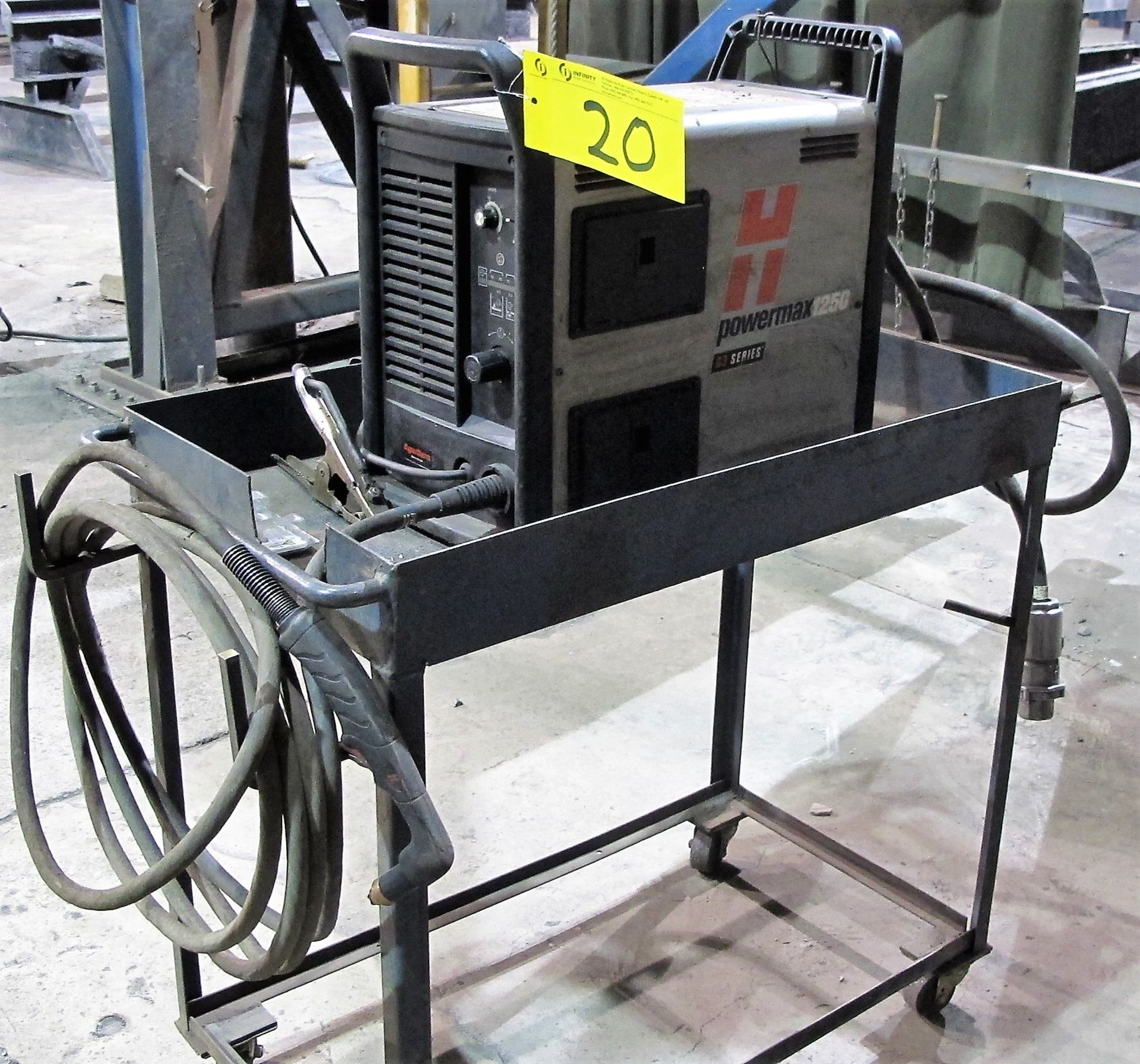 HYPERTHERM POWERMAX 1250 G3 SERIES PLASMA CUTTER, S/N 1250-021380 W/ CABLES & CART - Image 2 of 4