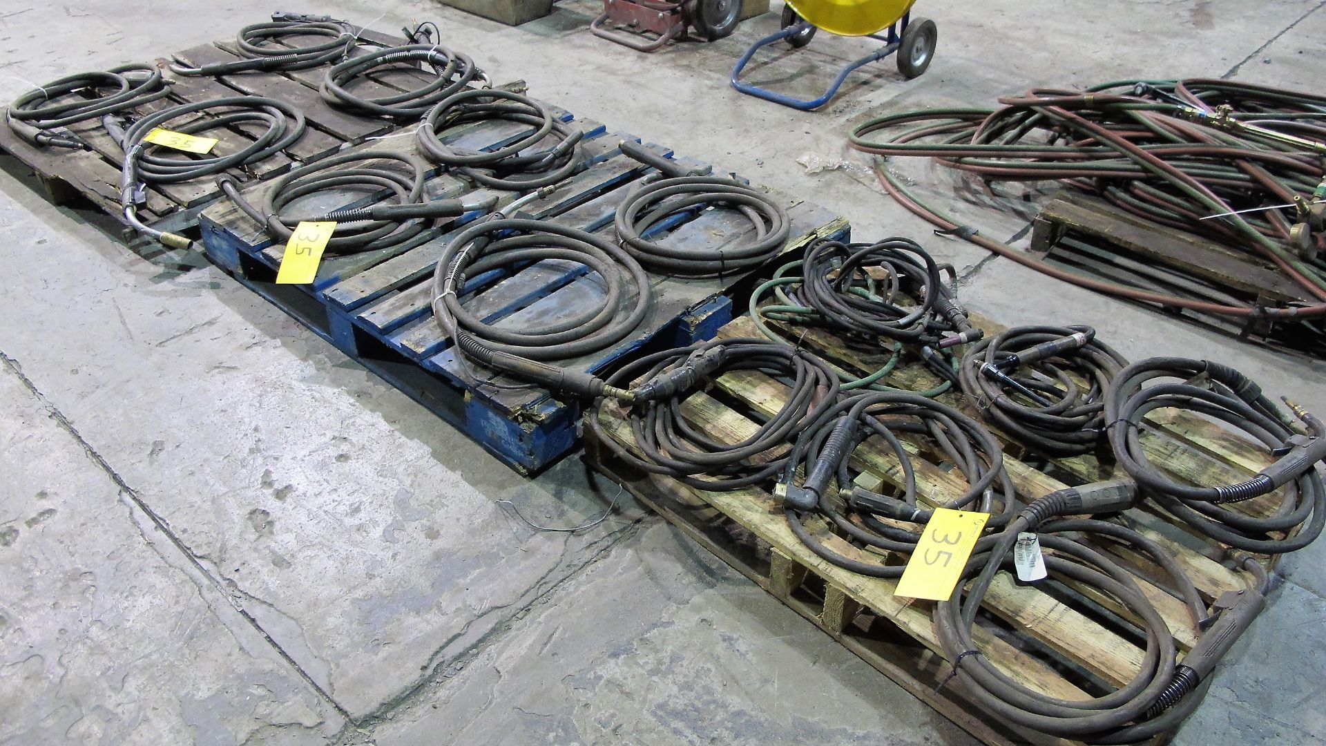 LOT OF (3) PALLETS OF MIG/TIG WELDING GUNS W/ CABLES