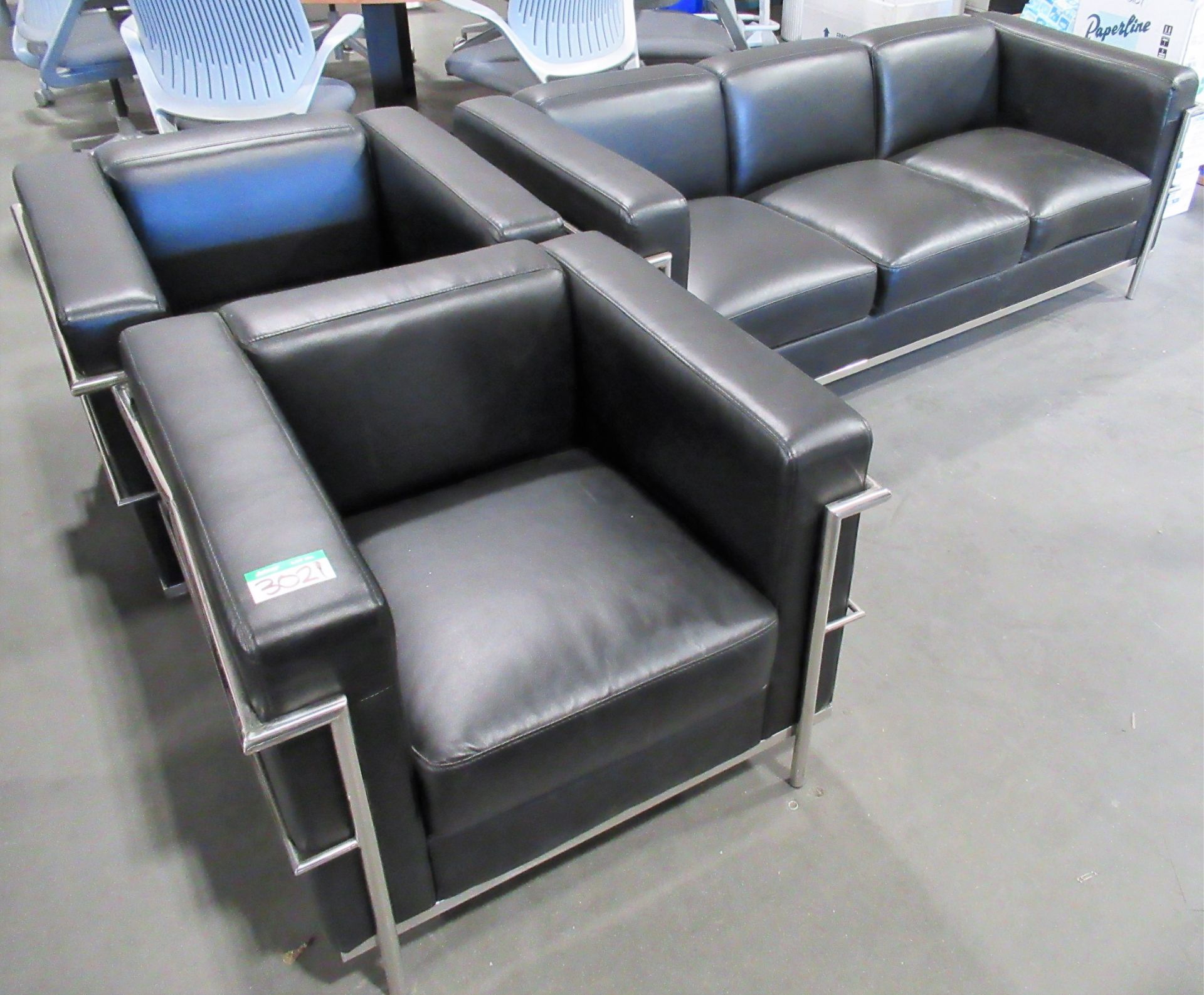 L2: BLACK SOFA W/2 MATCHING CHAIRS