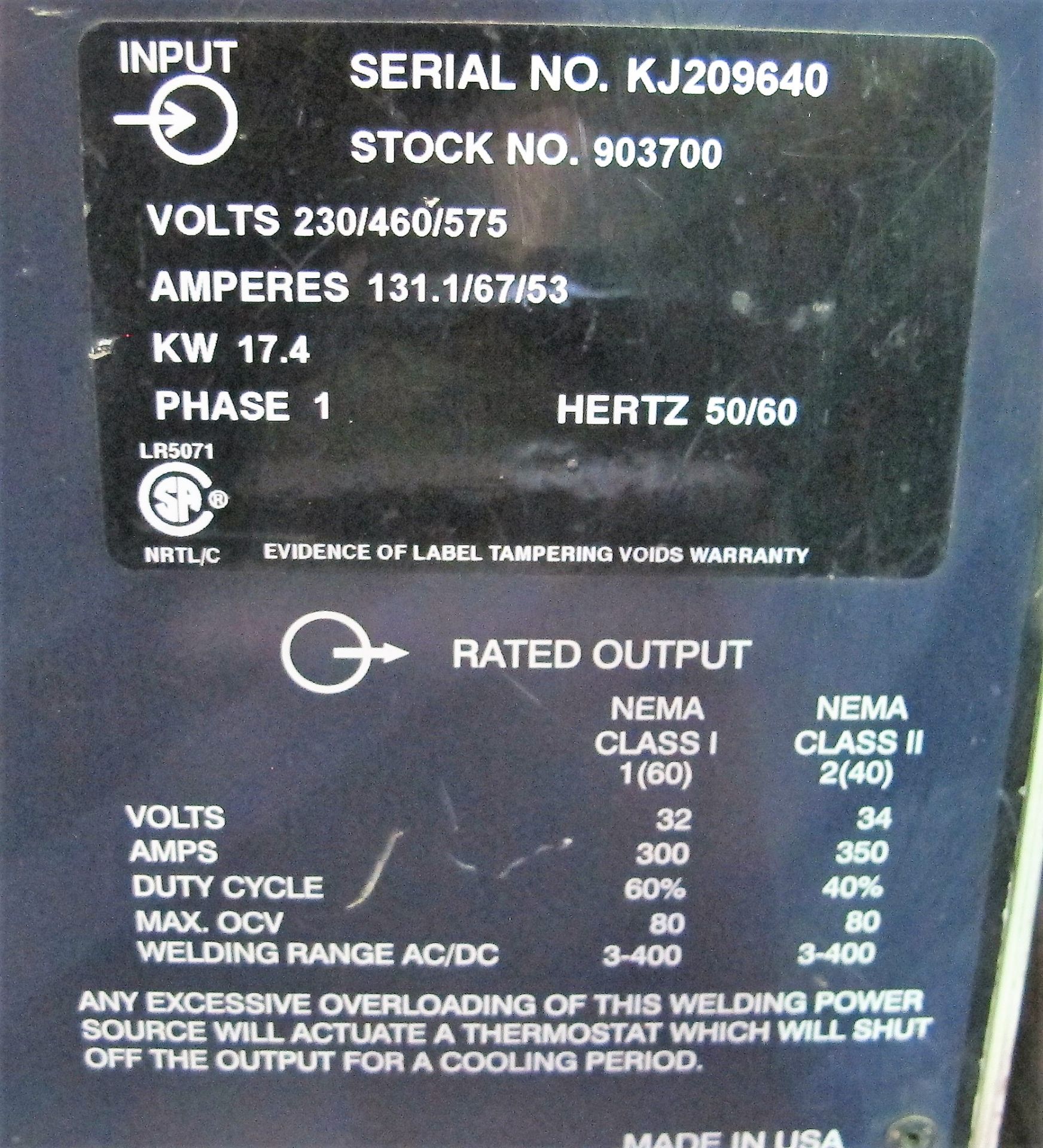 HOBART CYBERTIG 350LX CC AC/DC SQUAREWAVE POWER SOURCE, S/N KJ209640 W/ BEST WELDS COOLING UNIT, - Image 3 of 4