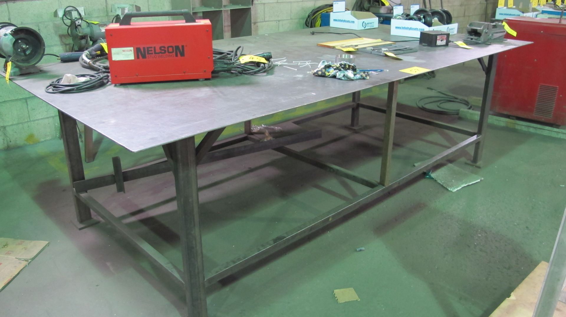 APPROX. 10'L X 5'W X 1/4" THICK STEEL WELDING TABLE