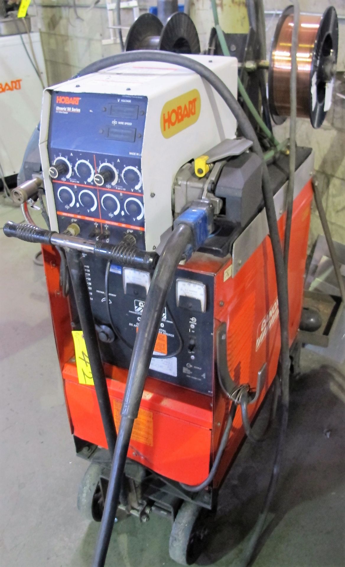 CANOX C-CP-300 CP DC ARC WELDER, S/N JJ325597 W/ HOBART OLYMPIC 60 SERIES 24V WIRE FEEDER, CART, - Image 2 of 4