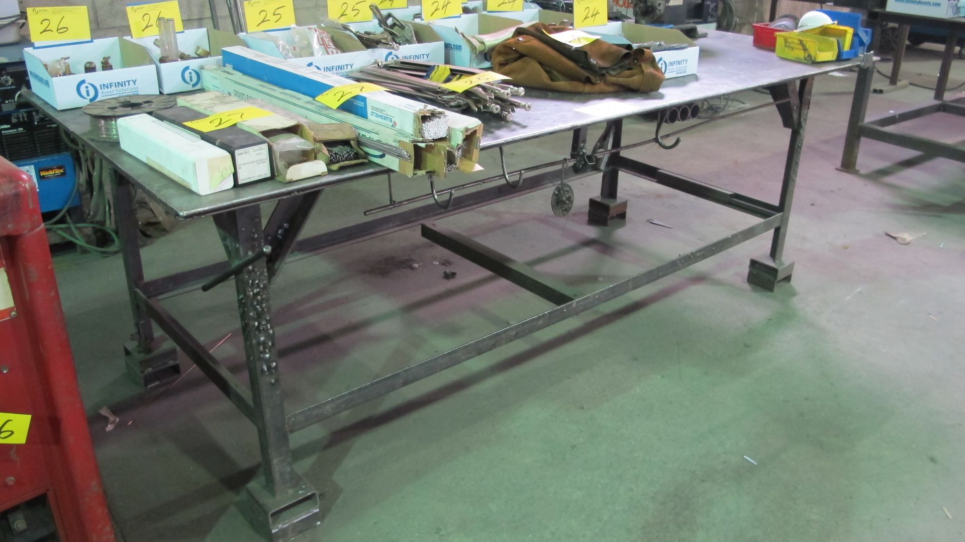 APPROX. 8'L X 4'W X 3/4" THICK STEEL WELDING TABLE