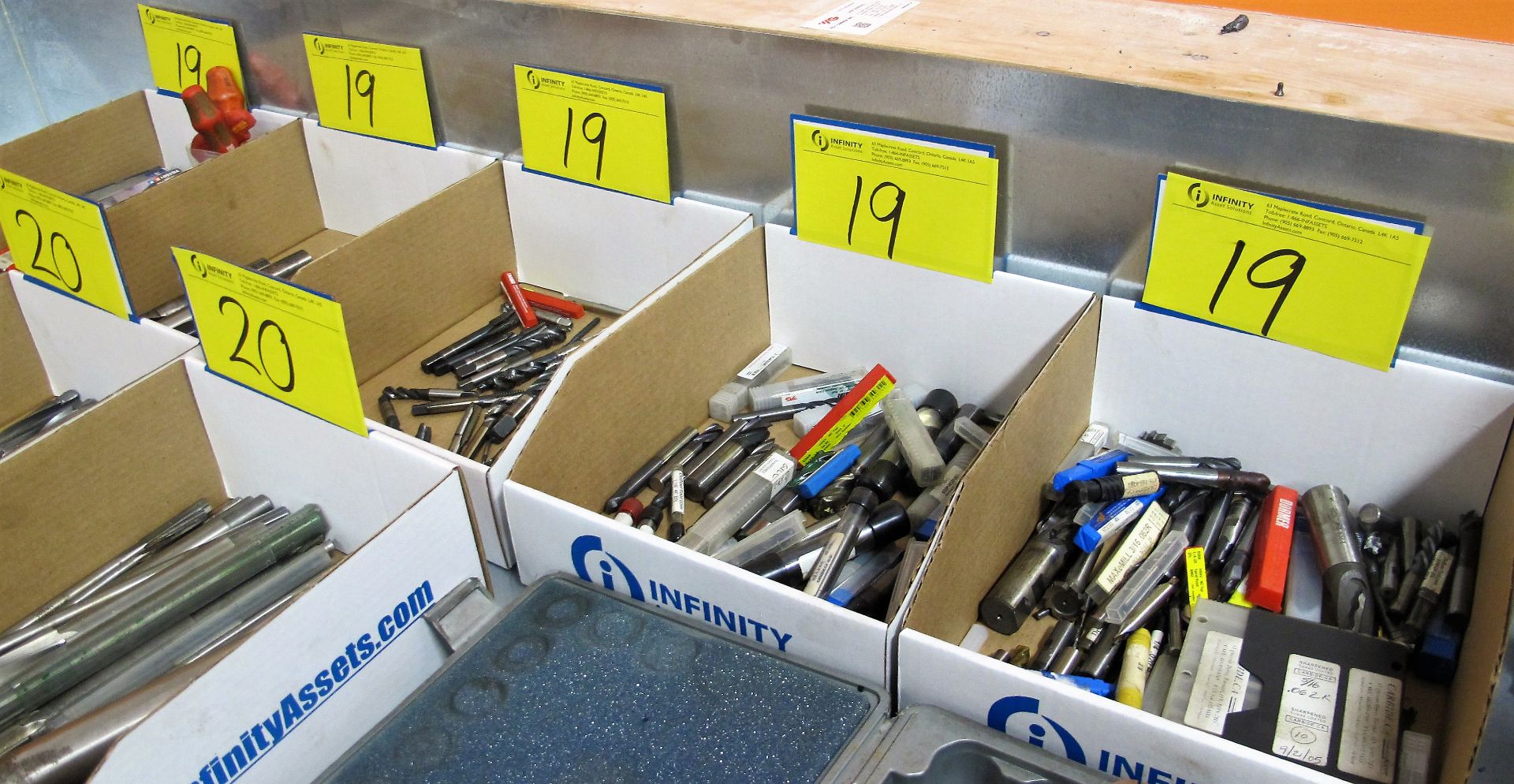 LOT OF (5) BOXES OF ASST. END MILLS, DRILL BITS, TAPS, CARBIDE BITS, ETC.