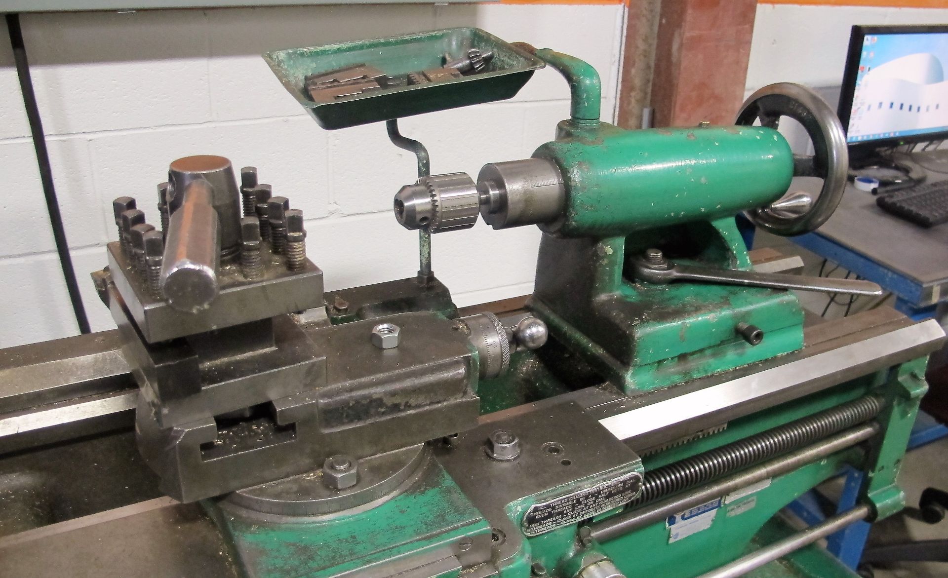 STANDARD-MODERN STD 14 ENGINE LATHE, 3HP, 7" 3 JAW CHUCK, 14" SWING, 42" BED, TAILSTOCK, TOOL - Image 3 of 4