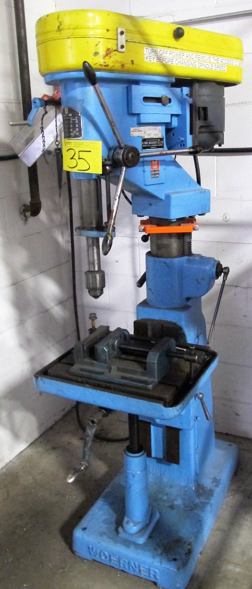 WARNER STAB023 DRILL PRESS, S/N 6329 W/ VISE