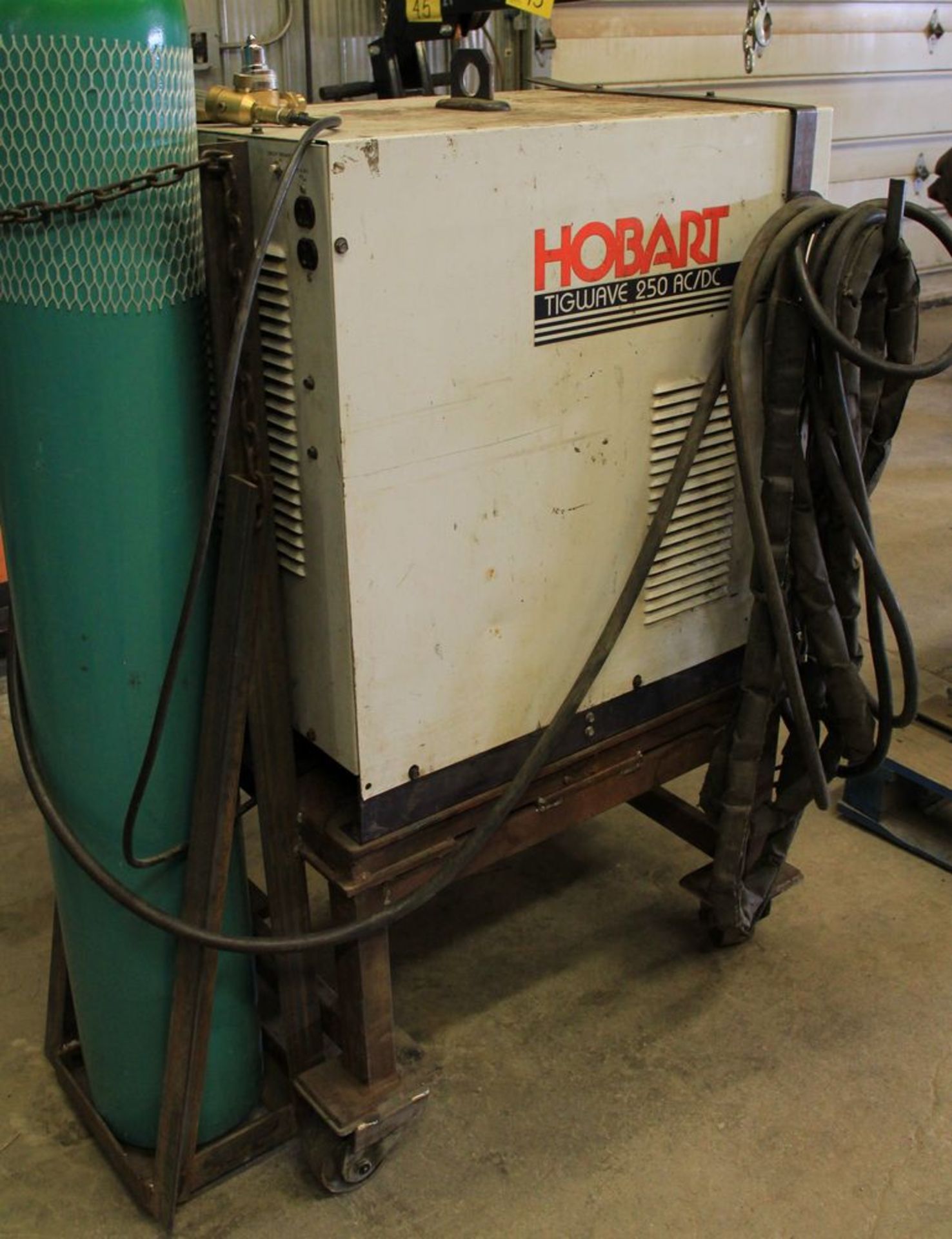 HOBART TIGWAVE 250 AC/DC ELECTRIC WELDER, LEADS MOUNTED ON CART - Image 3 of 4