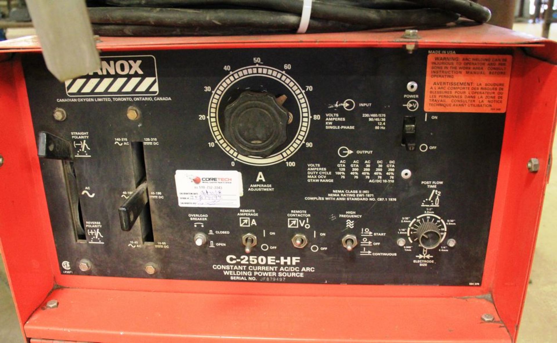 CANOX C-250-HF ELECTRIC POWERED WELDER C/W LEADS - Image 2 of 2