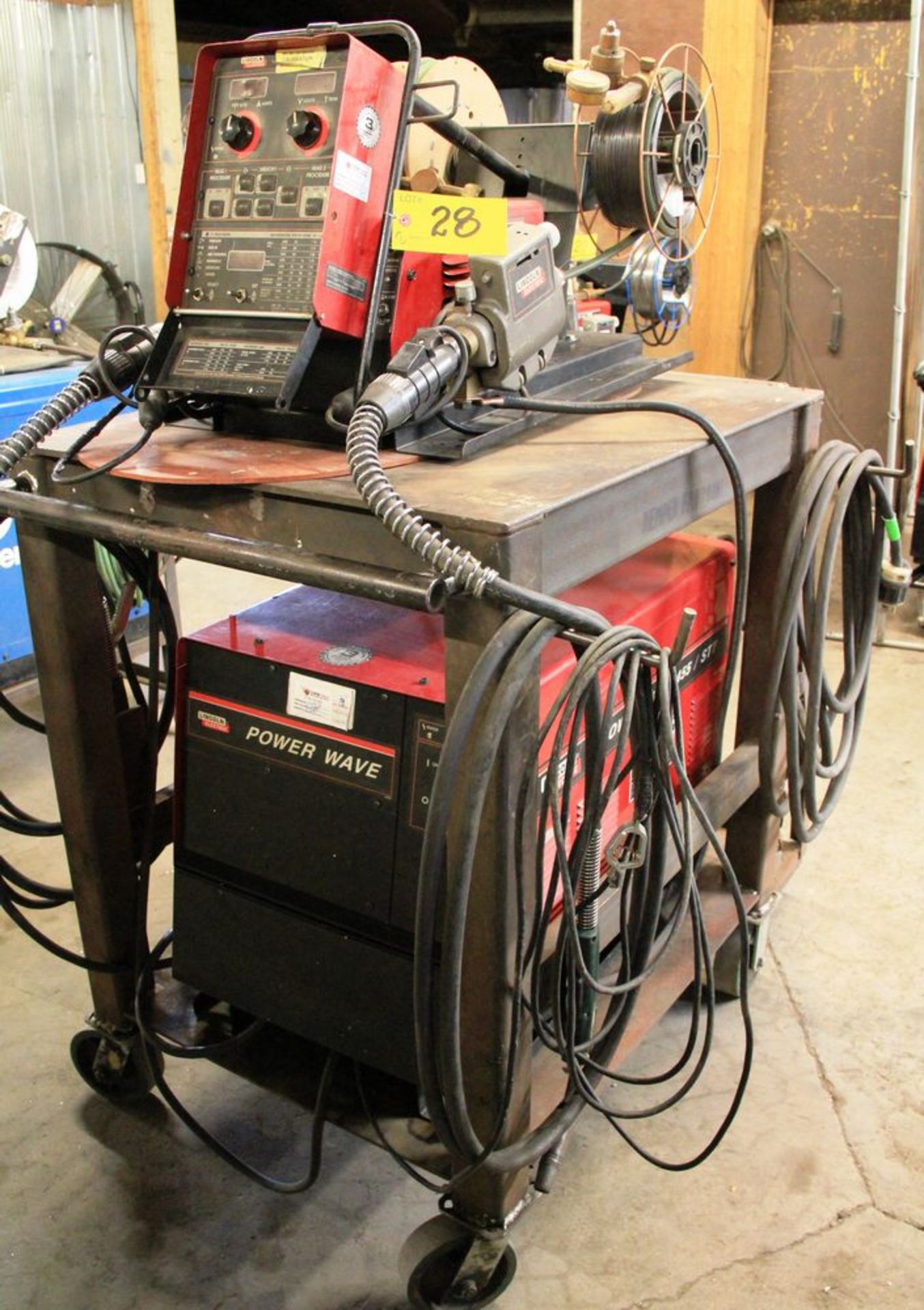 LINCOLN POWERWAVE 455M/STT ELECTRIC POWERED WELDER, C/W LINCOLN POWER FEED 10M DUAL FEED WIRE