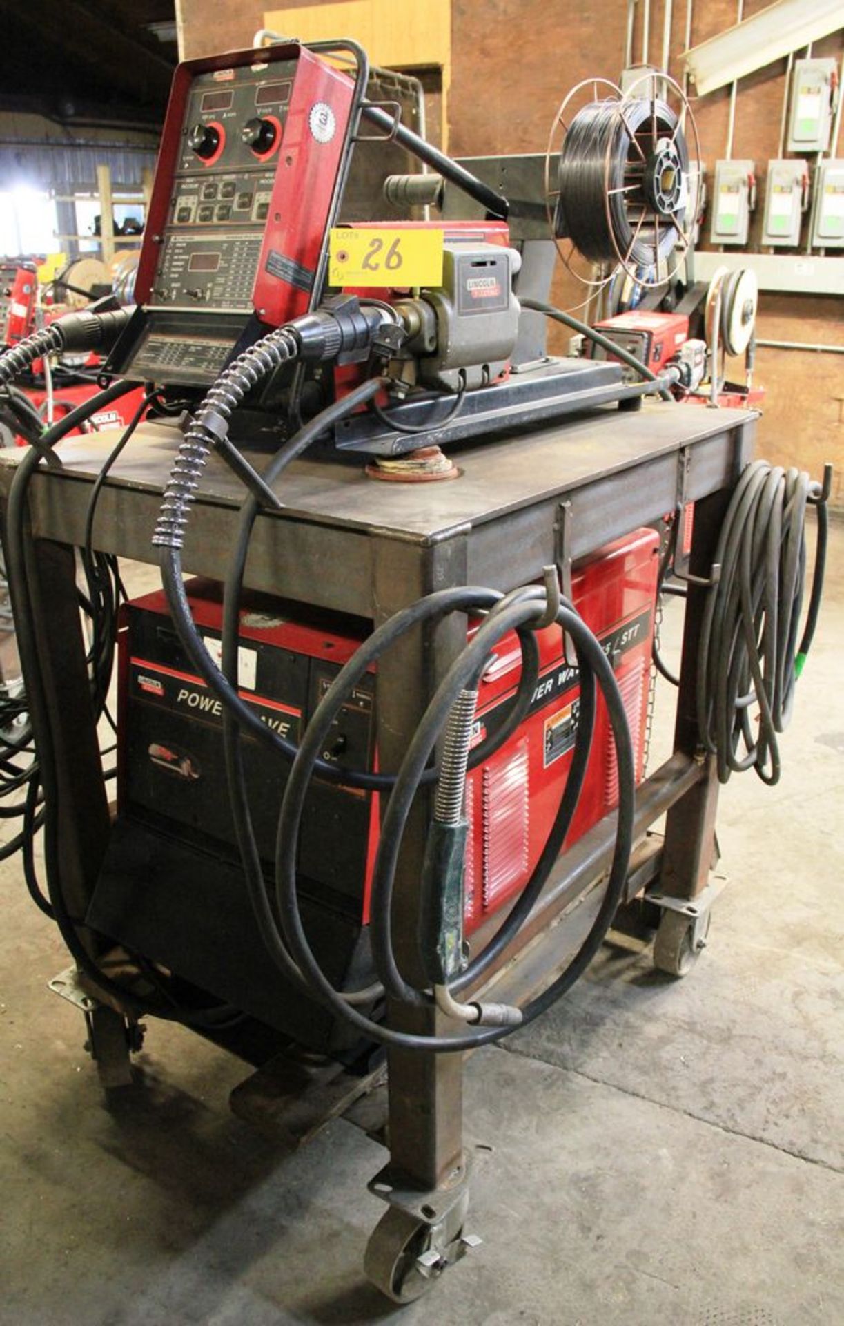 LINCOLN POWERWAVE 455M/STT ELECTRIC POWERED WELDER, C/W LINCOLN POWER FEED 10M DUAL FEED WIRE