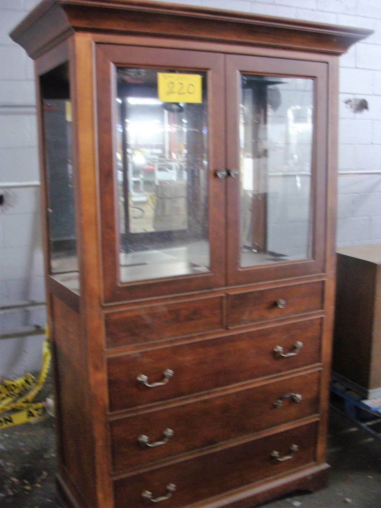 SOLID WOOD DINING TABLE AND DISPLAY CABINET - Image 2 of 2