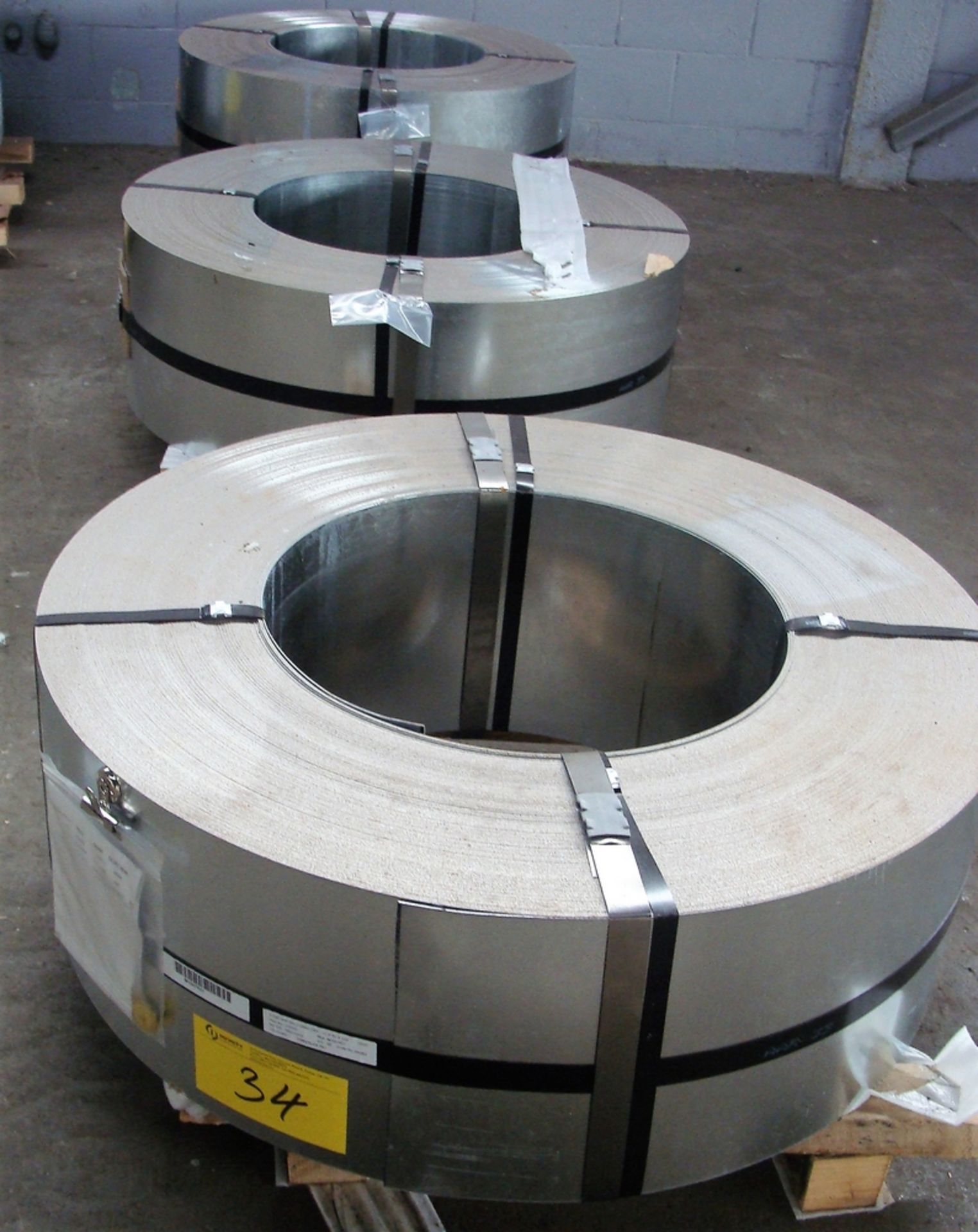 LOT OF (3) COILS OF .056 GALVANIZED GR50 DRY, 16GA, 12.375"W, APPROX. 2,615LBS, 2,580LBS, 2,595LBS