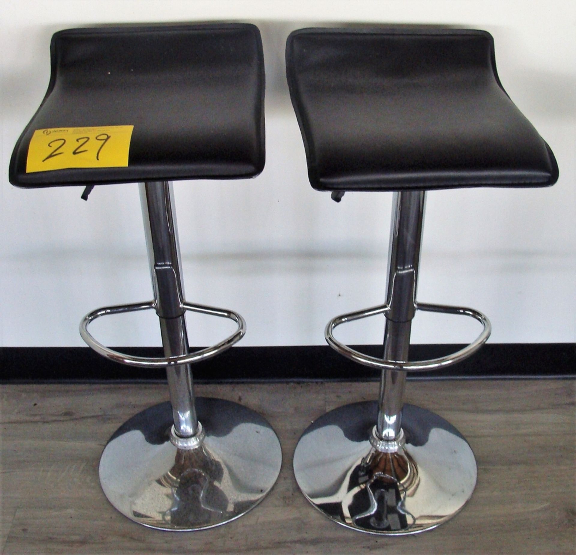 LOT OF (2) LEATHER AND CHROME ADJUSTABLE BAR STOOLS