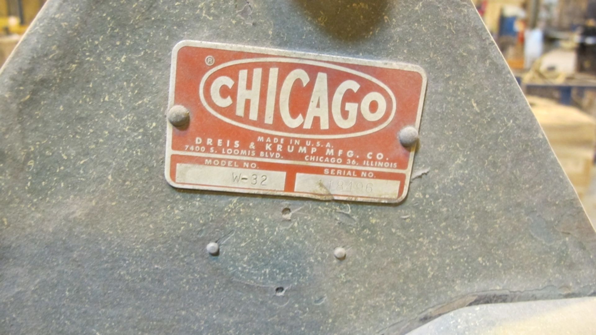 CHICAGO 5'W FINGER PRESS BRAKE, MODEL W-32, S/N 18496 - Image 2 of 3