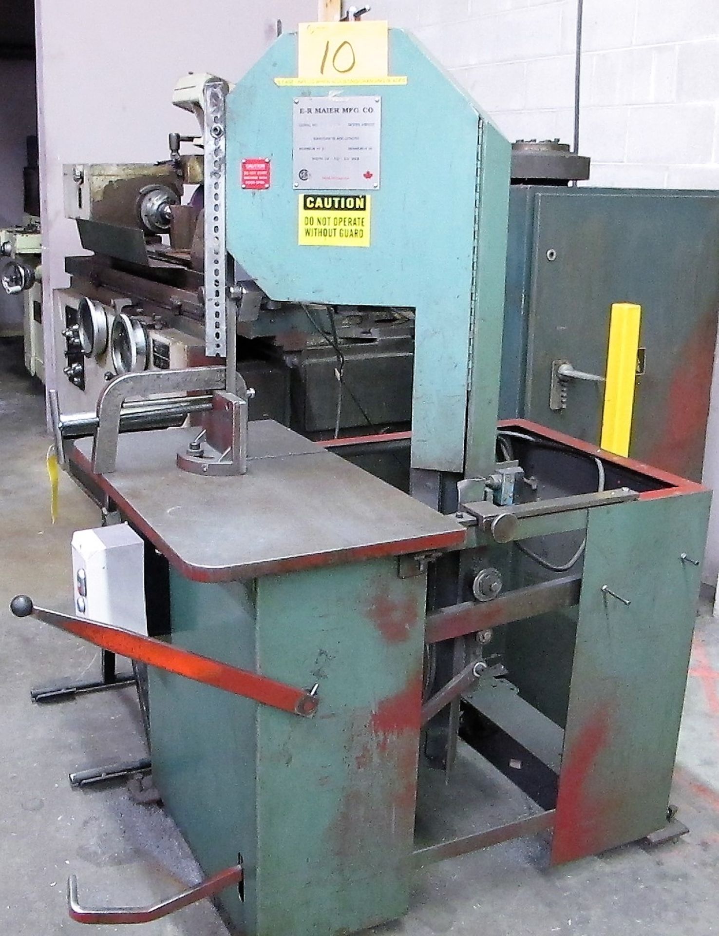 E-R MAIER MFG CO, KM 1012 ROLL IN BAND SAW W/ROLLER STAND, S/N 62894
