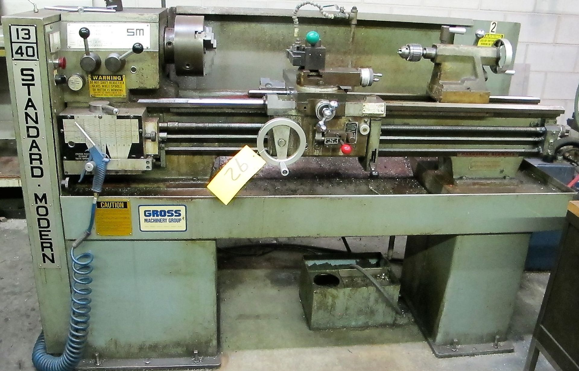 STANDARD-MODERN 1340 LATHE, 3 JAW CHUCK, TAILSTOCK, 13" X 40", 51" BED, 15" SWING, TAILSTOCK, 8" 3