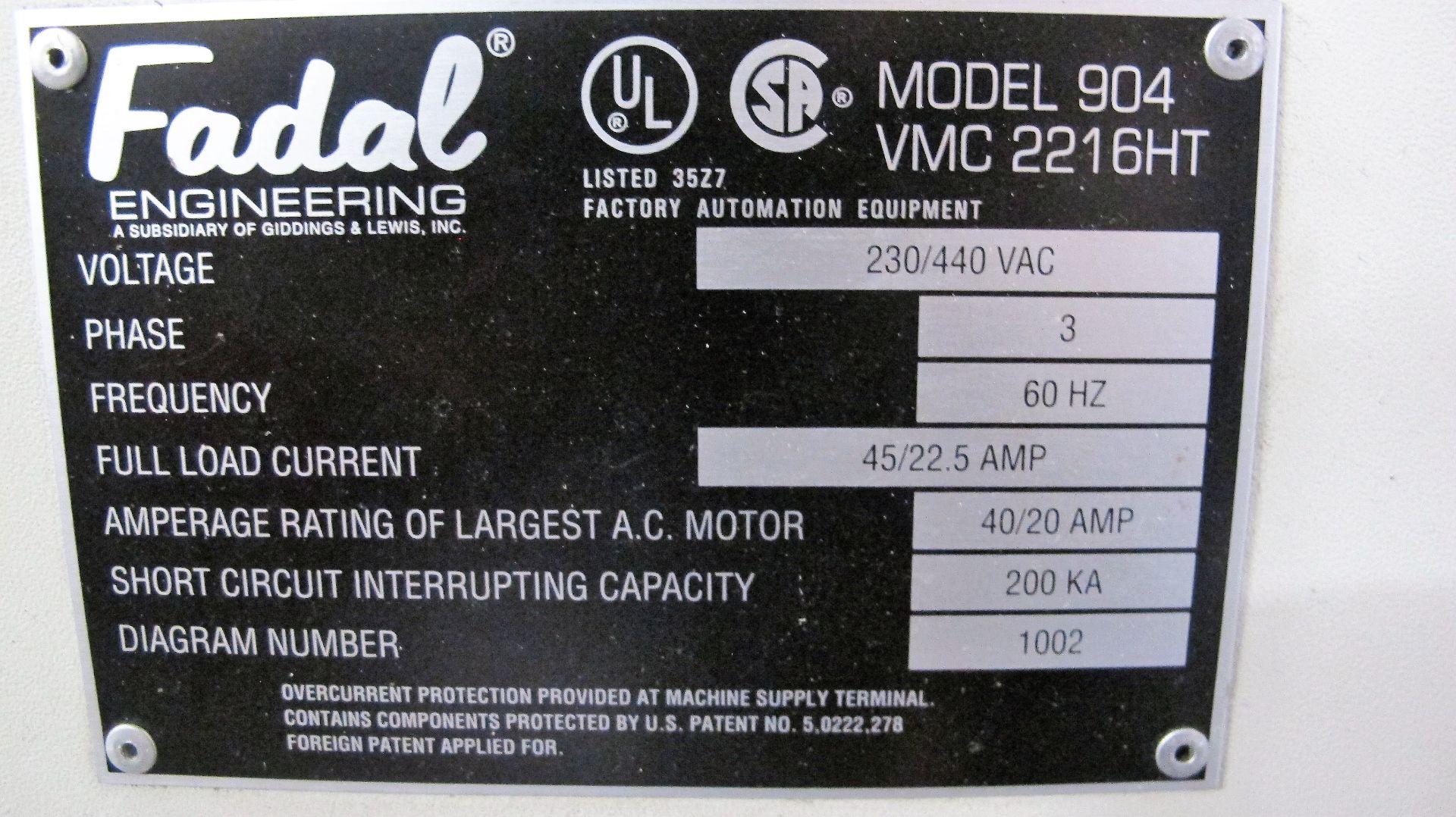 2000 FADAL 904-1 VMC 2216HT CNC VERTICAL MACHINING CENTER, X-22" Y-16" Z-20" TRAVEL, FADAL MULTI - Image 7 of 11