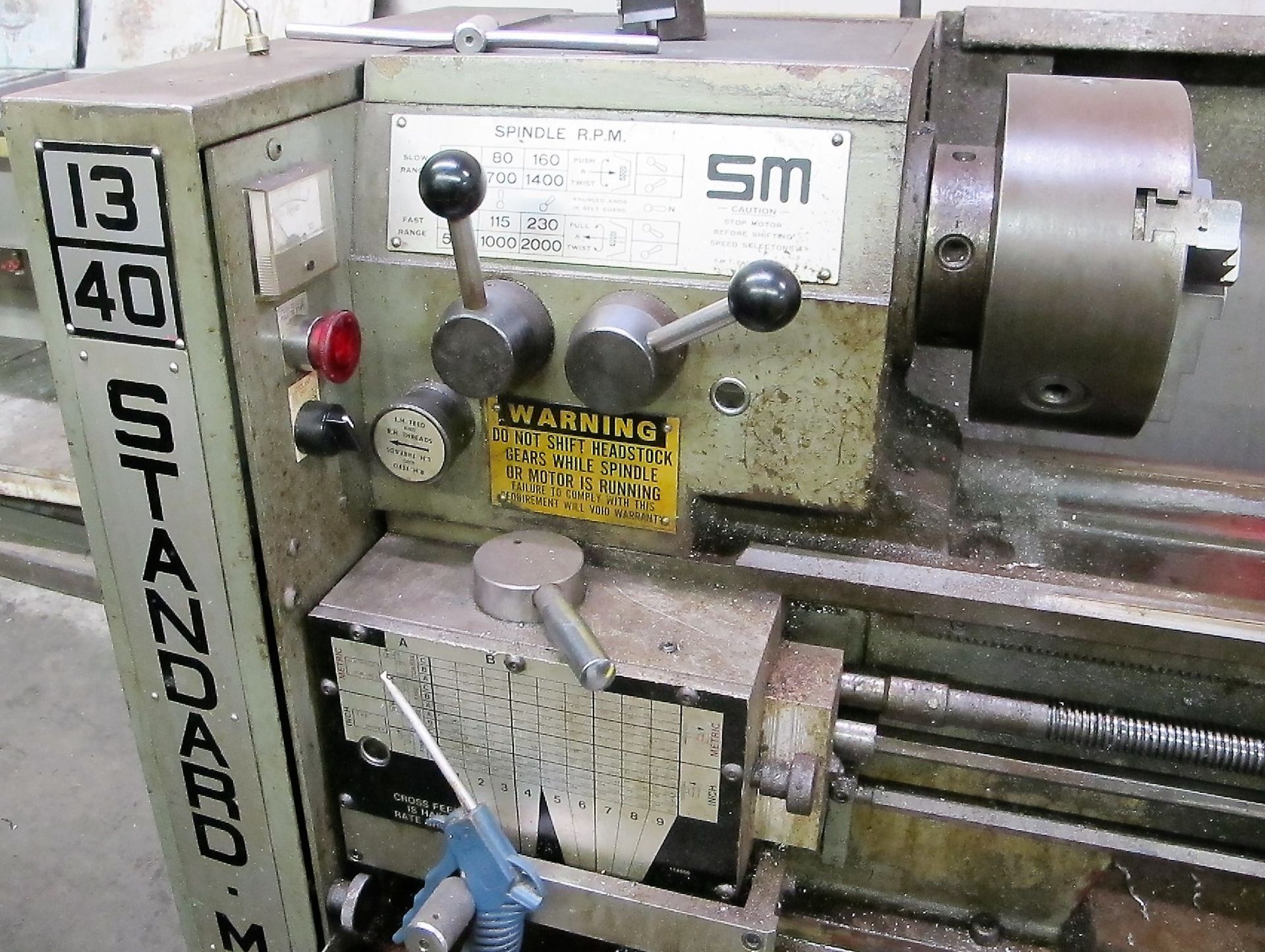 STANDARD-MODERN 1340 LATHE, 3 JAW CHUCK, TAILSTOCK, 13" X 40", 51" BED, 15" SWING, TAILSTOCK, 8" 3 - Image 2 of 6