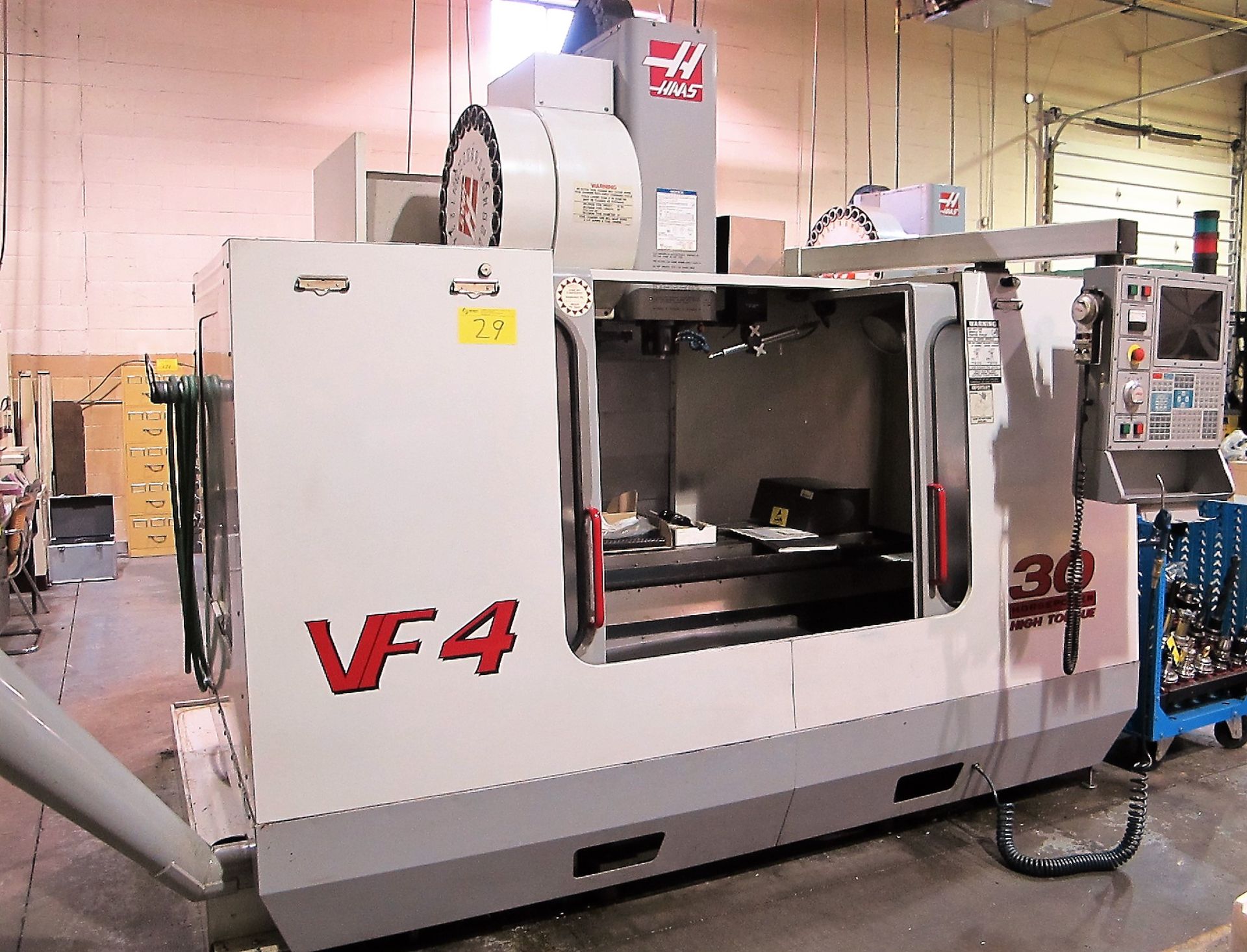 2000 HAAS VF4 CNC VERTICAL MACHINING CENTER, 30HP, HIGH TORQUE, 40 TAPER, 18" X 52" TABLE, (24)